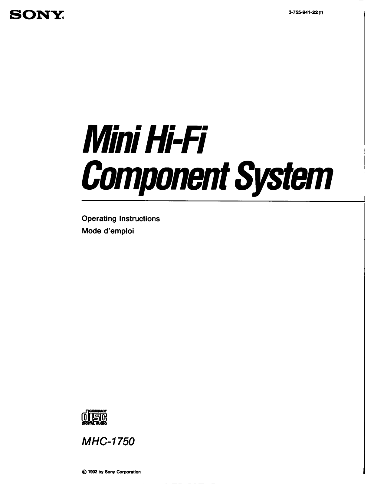 Sony MHC-1750 Operating Instruction