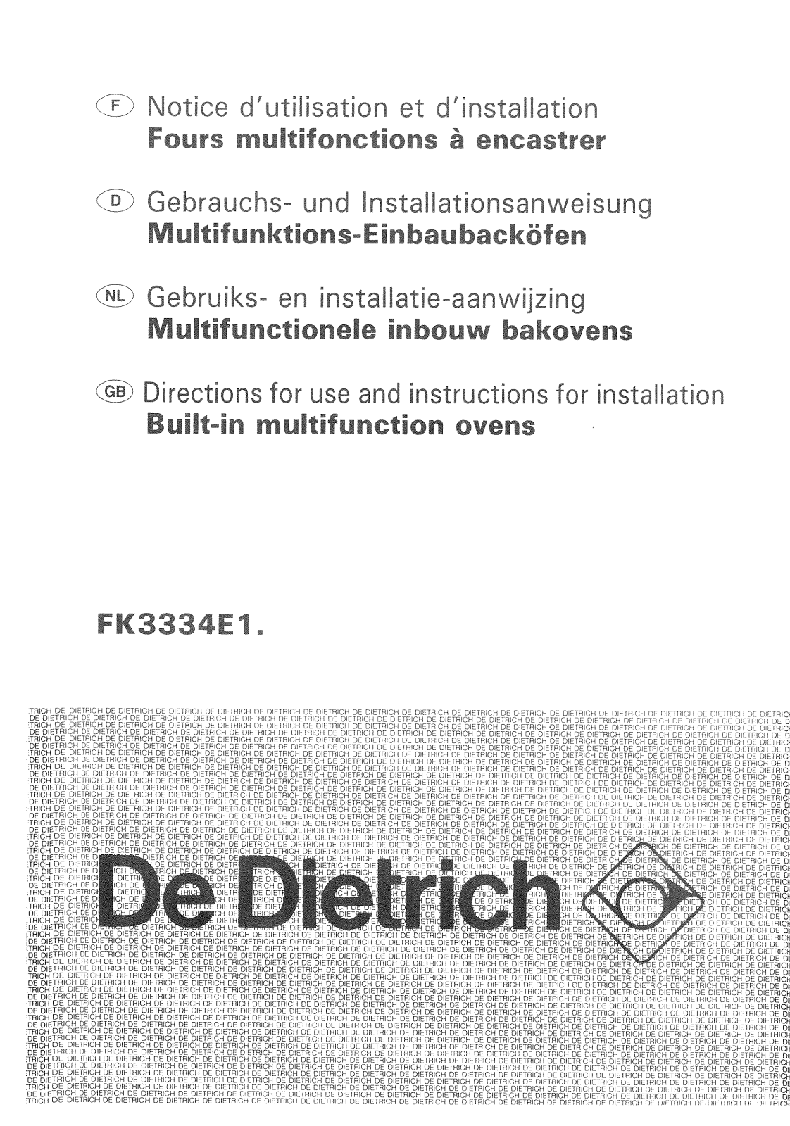 De dietrich FK3334E1 User Manual