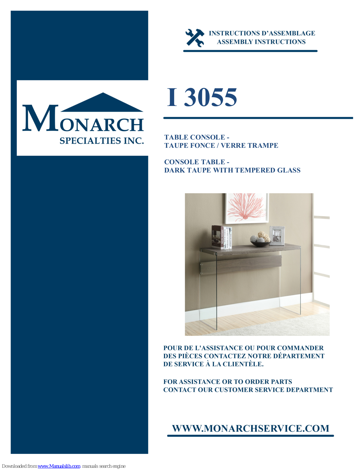 Monarch Specialties I 3055 Assembly Instructions Manual