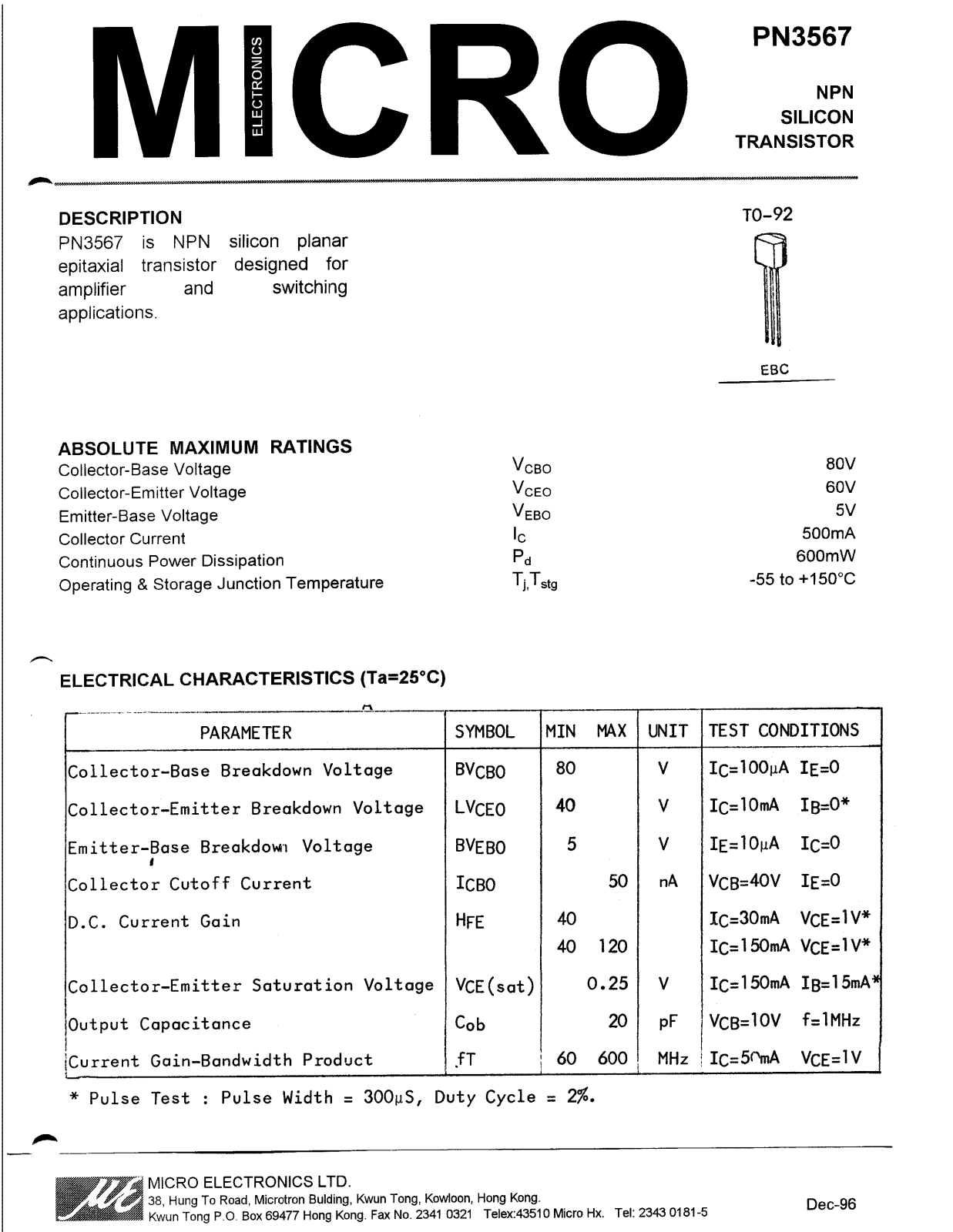 MICRO PN3567 Datasheet