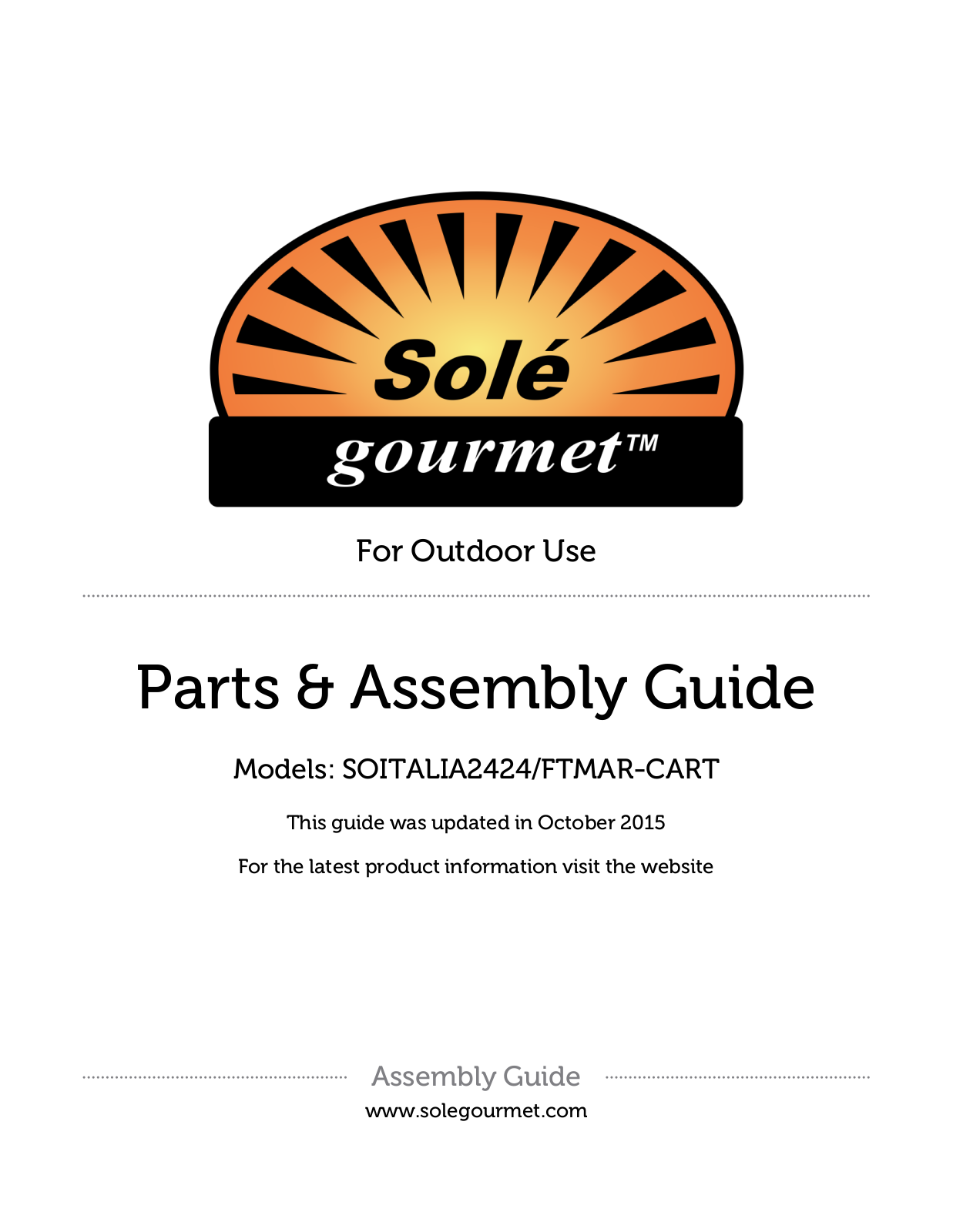 Sole SOITALIA2424PKG, SOITALIA2424, SOITALIA2424RF Assembly Guide