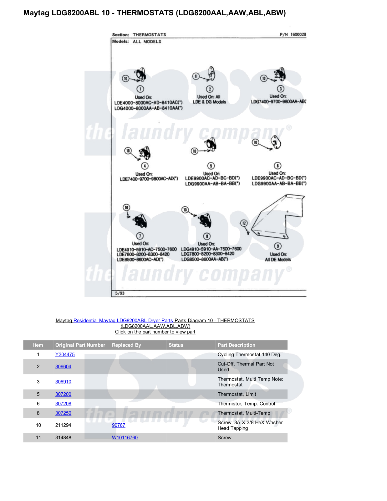 Maytag LDG8200ABL Parts Diagram