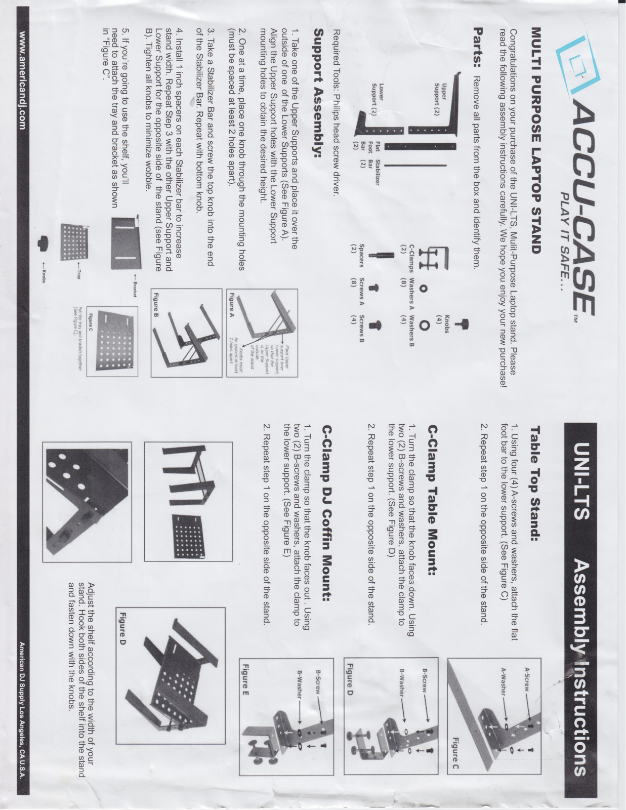 American Audio Uni LTS Assembly Instructions