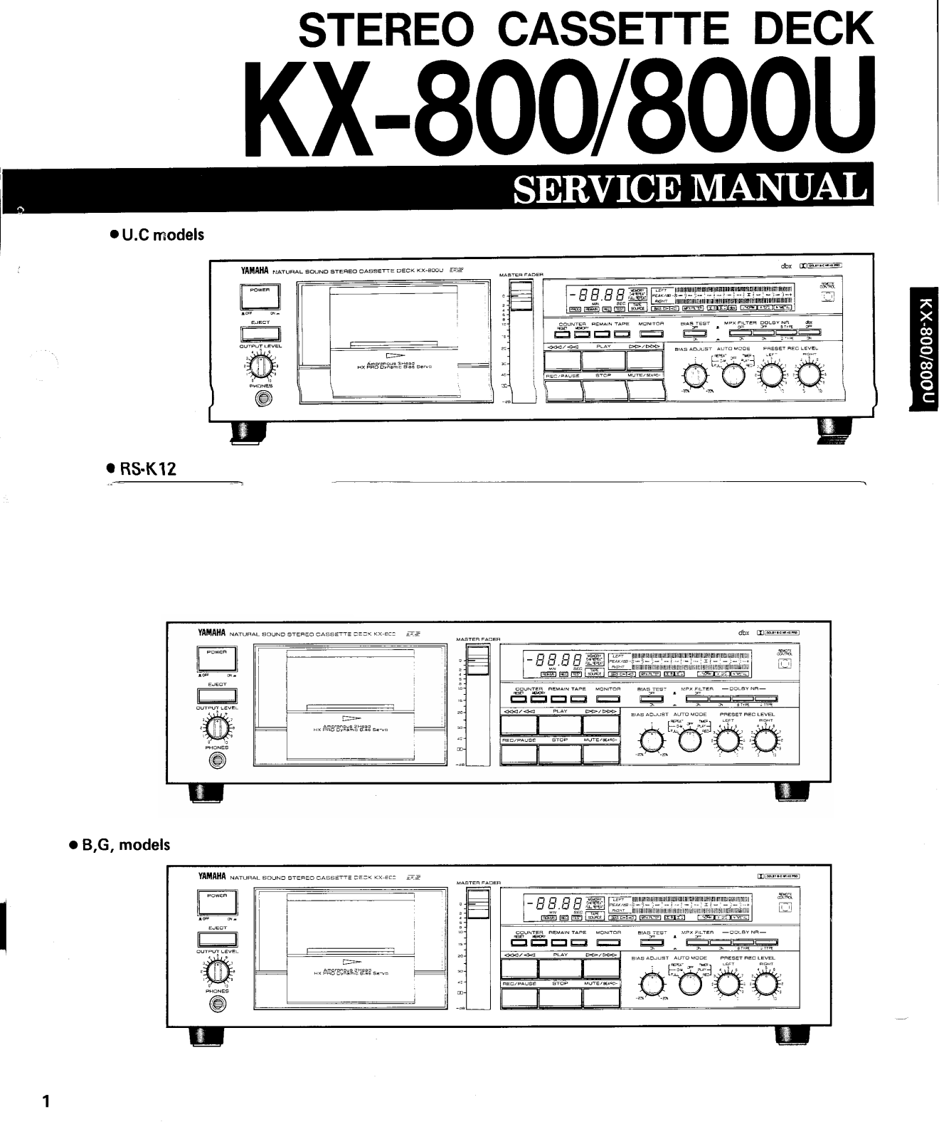 Yamaha KX-800-U, KX-800 Service Manual