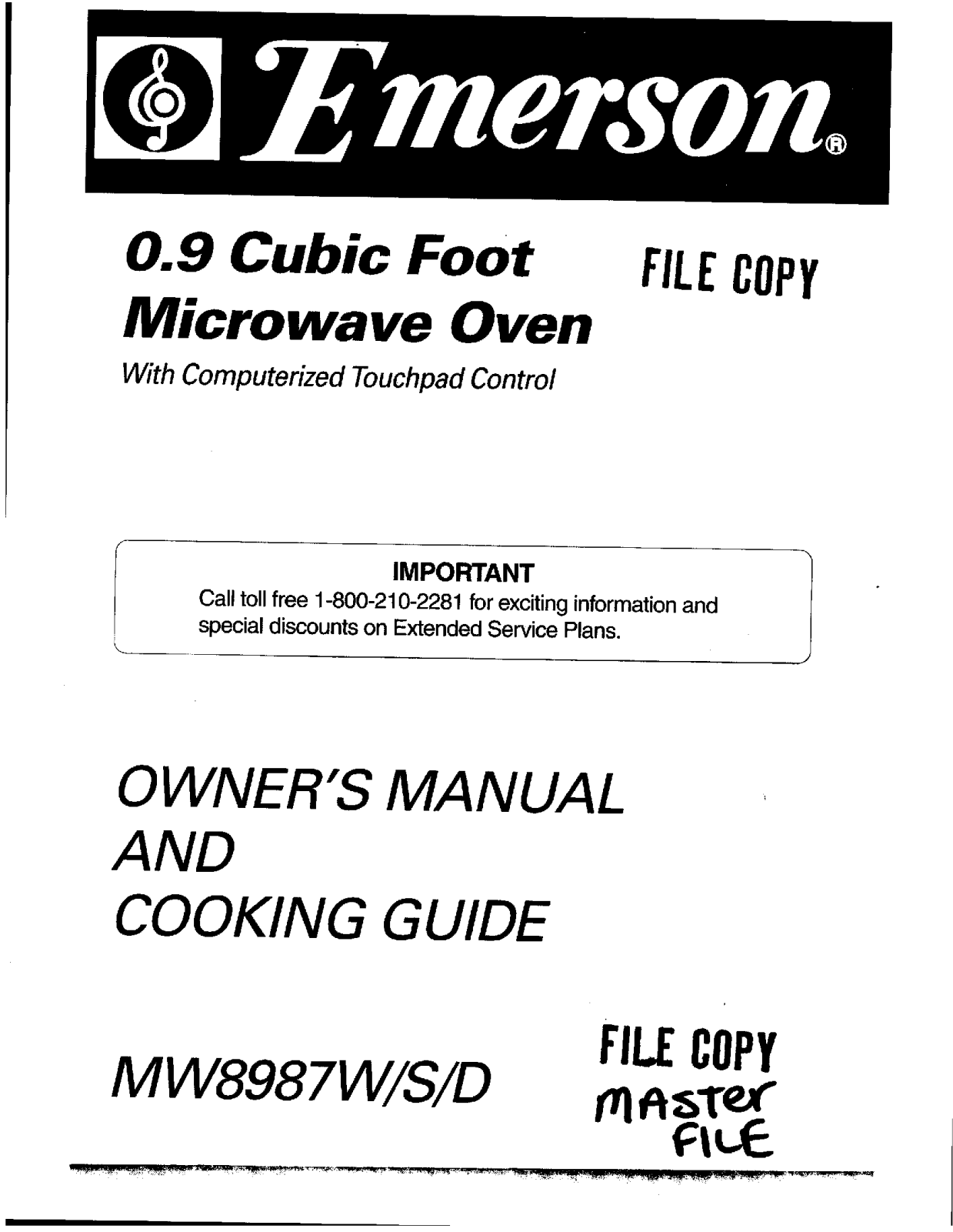 Emerson MW8987W, MW8987S, MW8987D User Manual