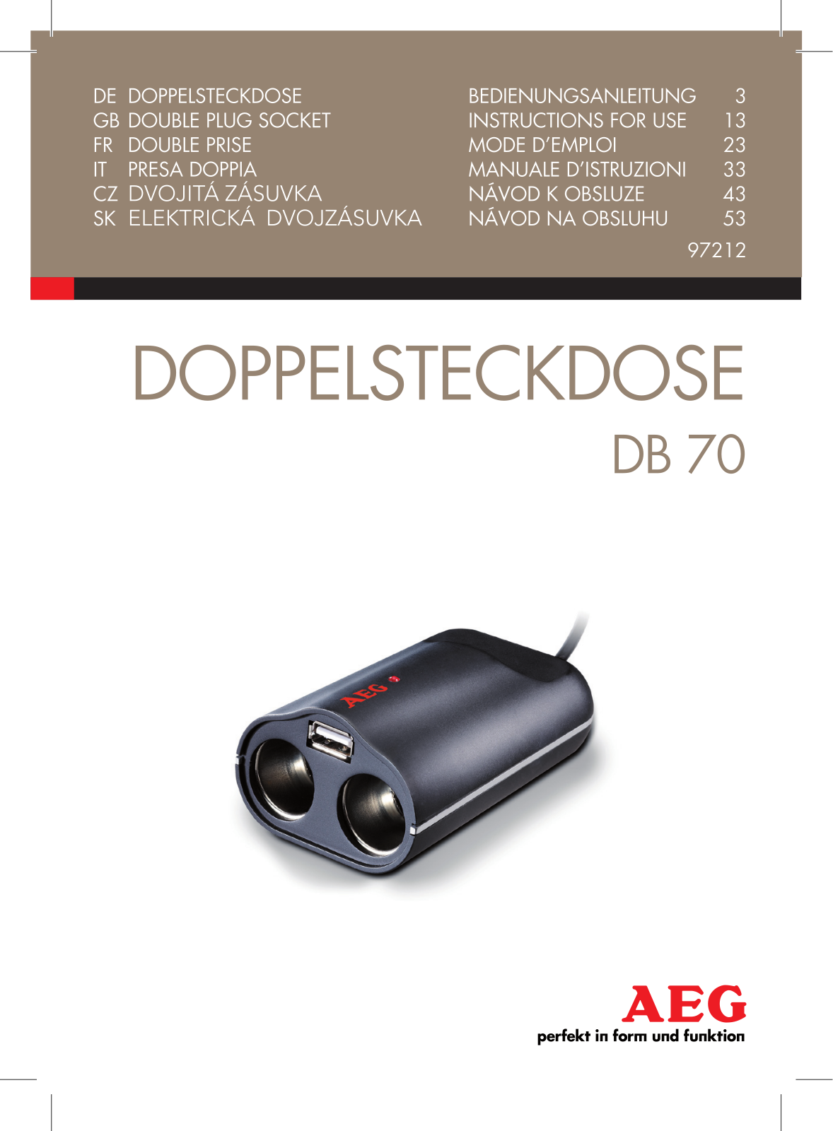 AEG DB70 User guide