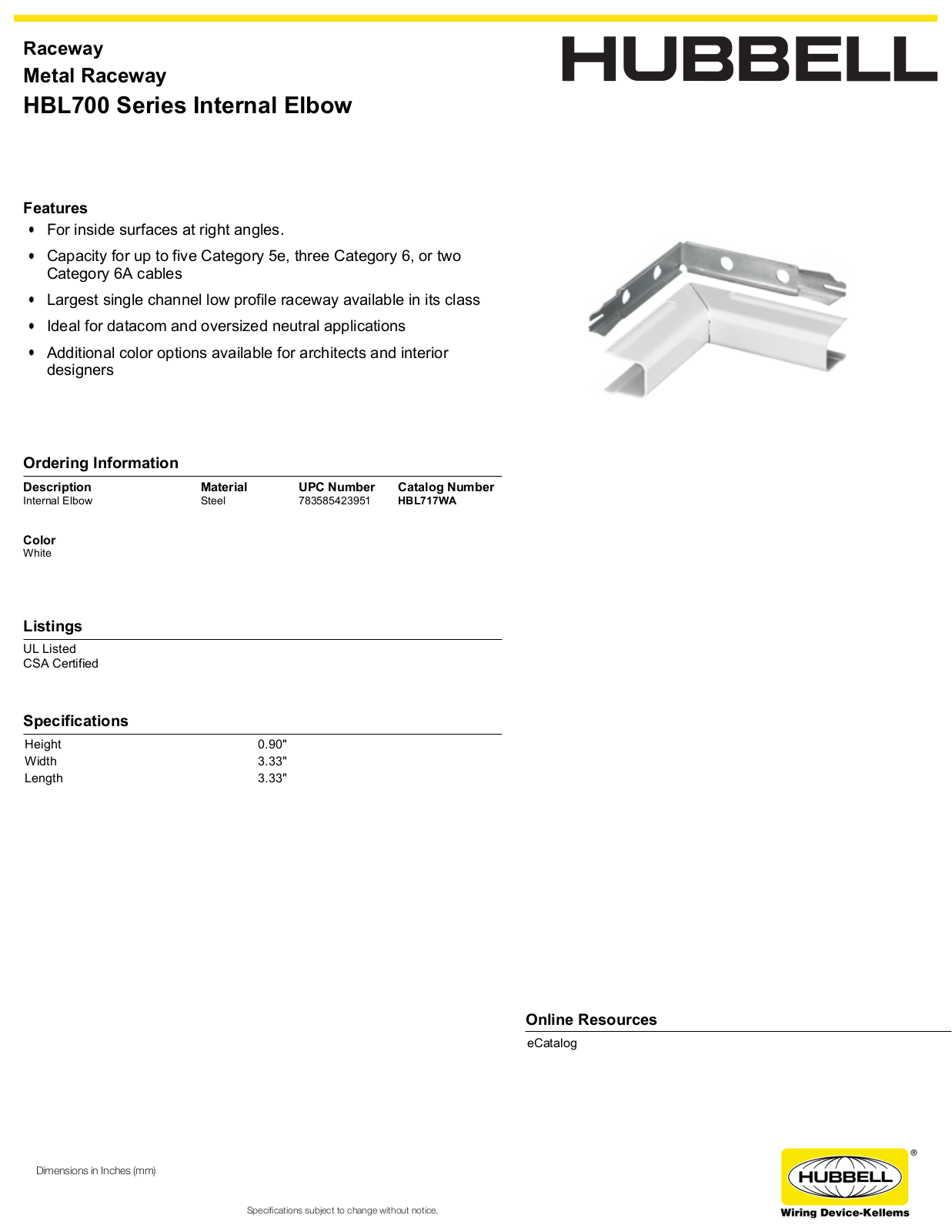 Hubbell HBL717WA Specifications