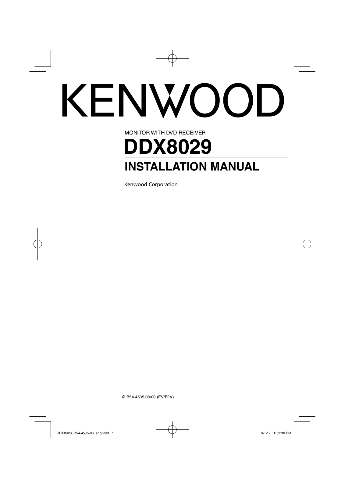 Kenwood DDX8029 User Manual