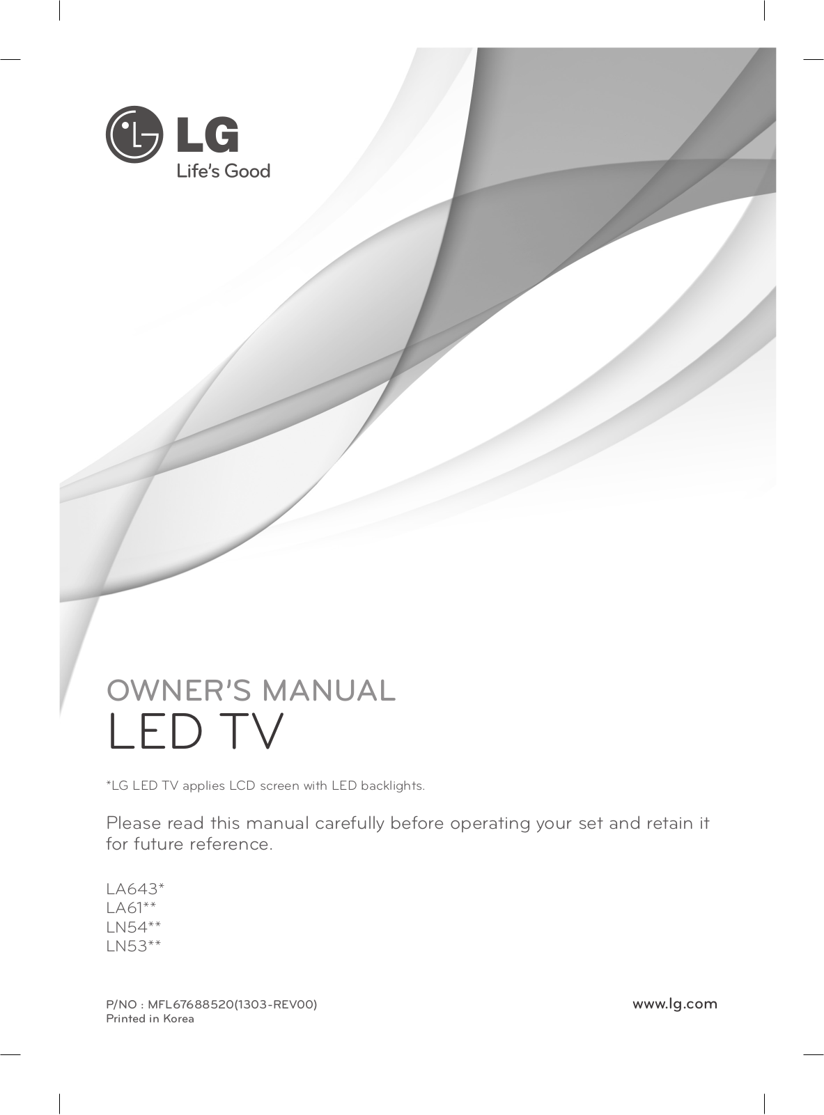 LG 50LN540V, 32LN540R-ZA, 32LN540U, 42LN540V, 50LN540S-ZA Owner’s Manual