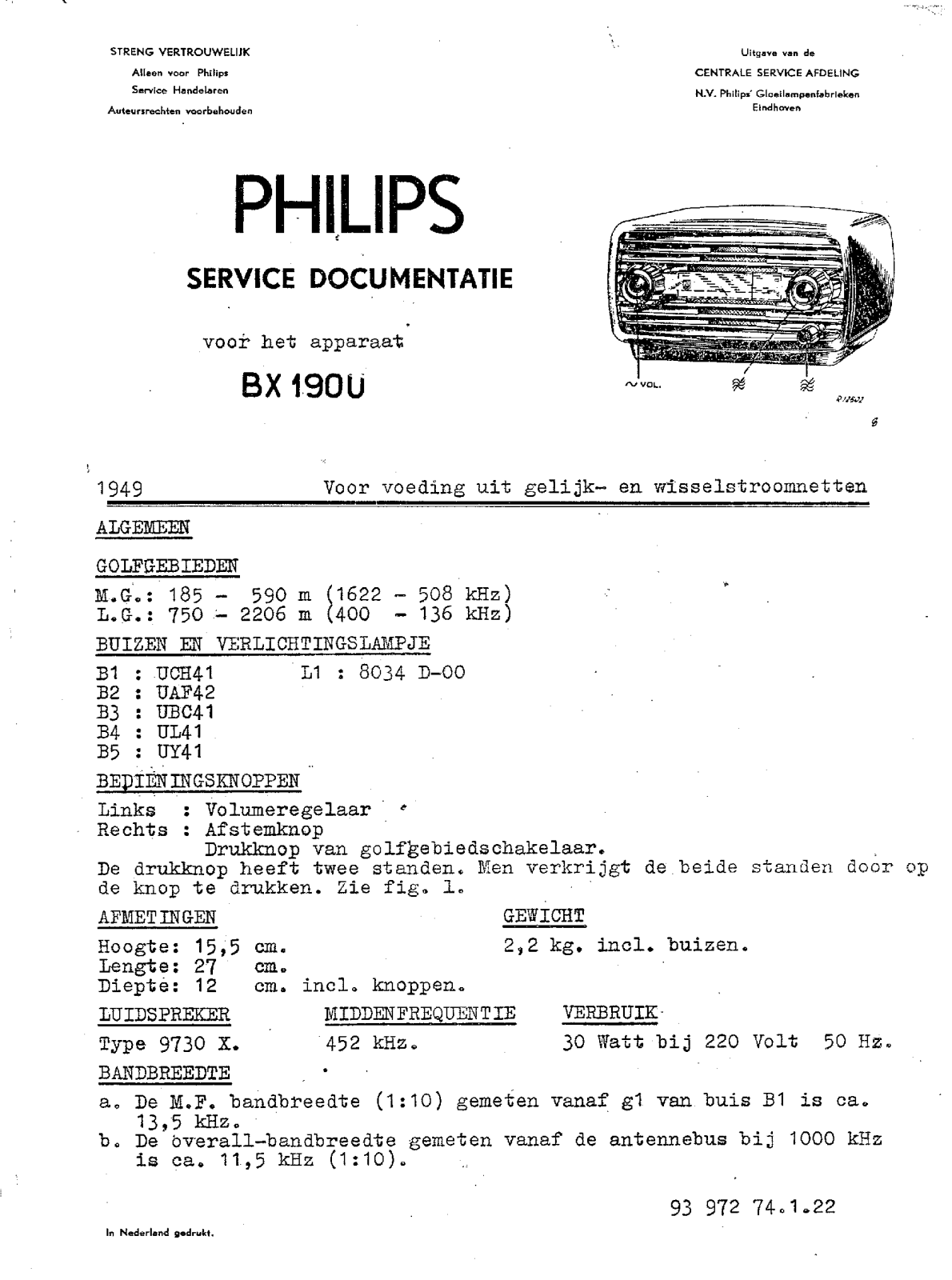 Philips BX-190-U Service Manual