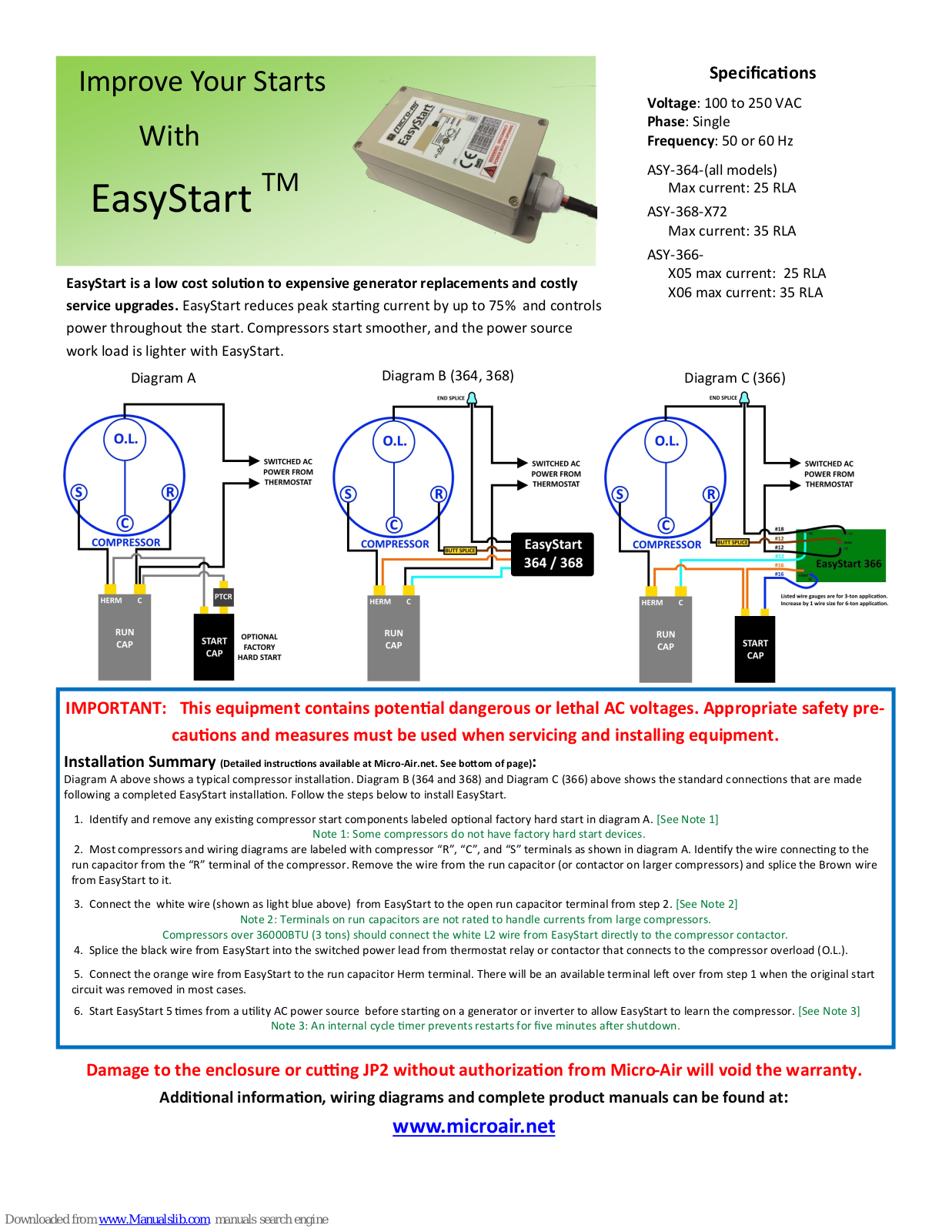 MICRO-AIR EASYSTART User Manual