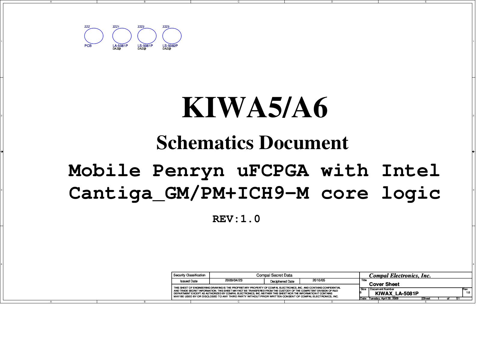 Compal LA-5081P KIWA5, 3000 G450, G450, LA-5081P KIWA6 Schematic