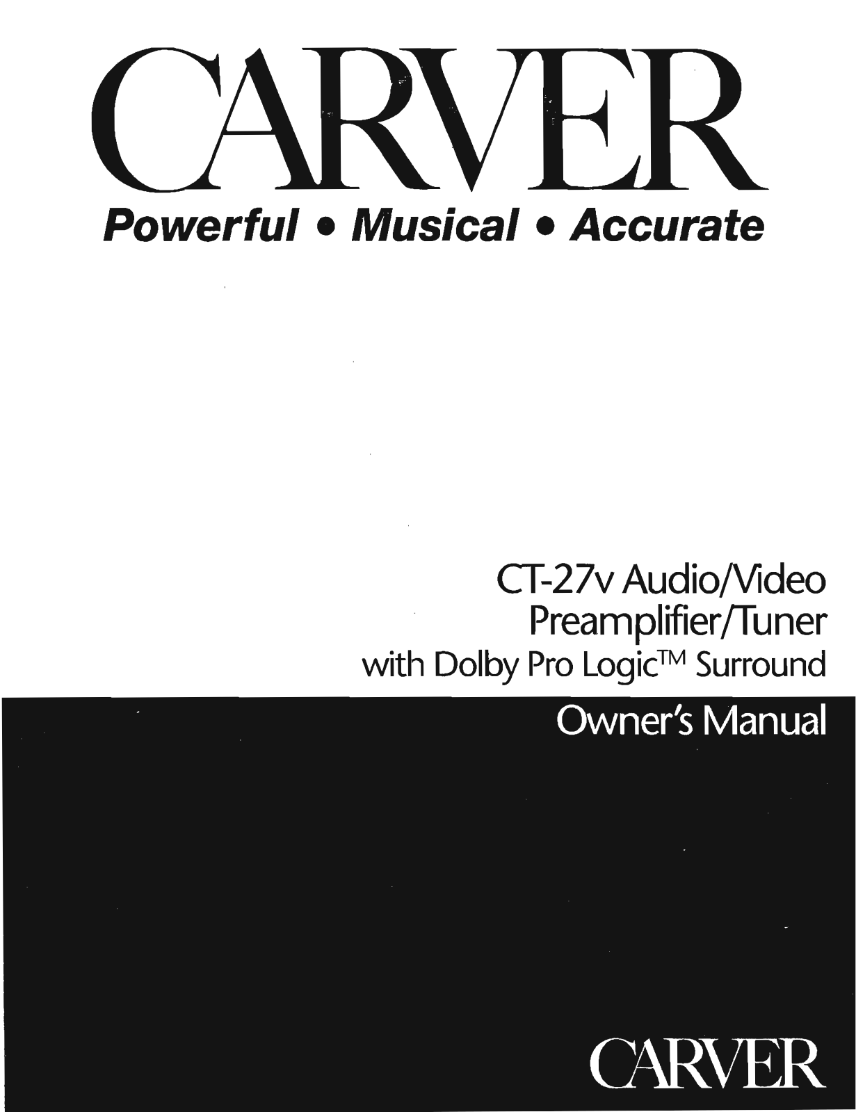 Carver CT-27-V Owners manual