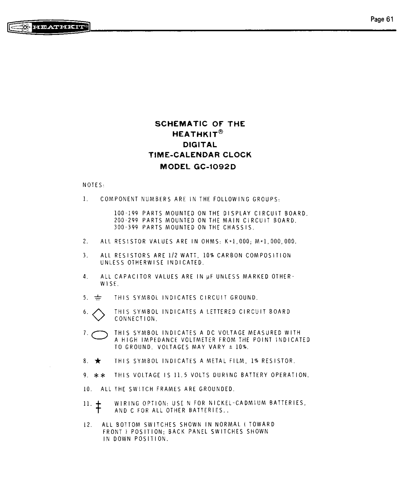 Heath Company GC-1092-D Schematic