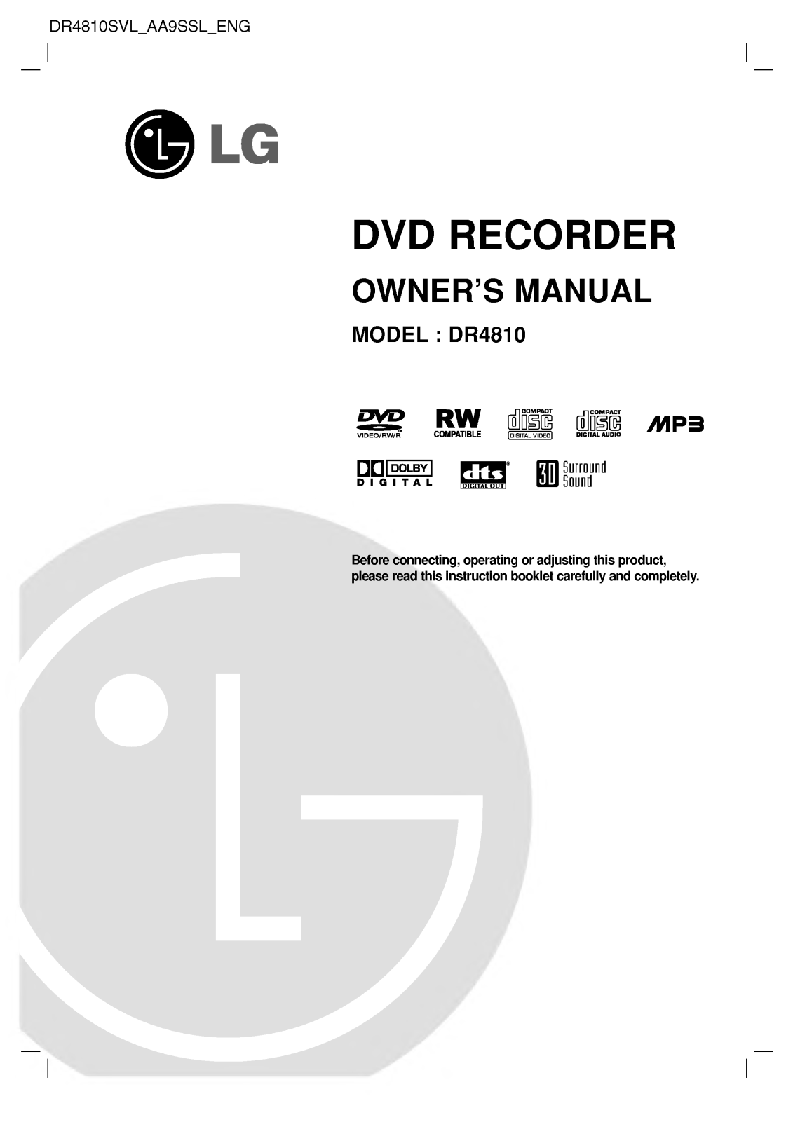 LG DR4810S User Manual