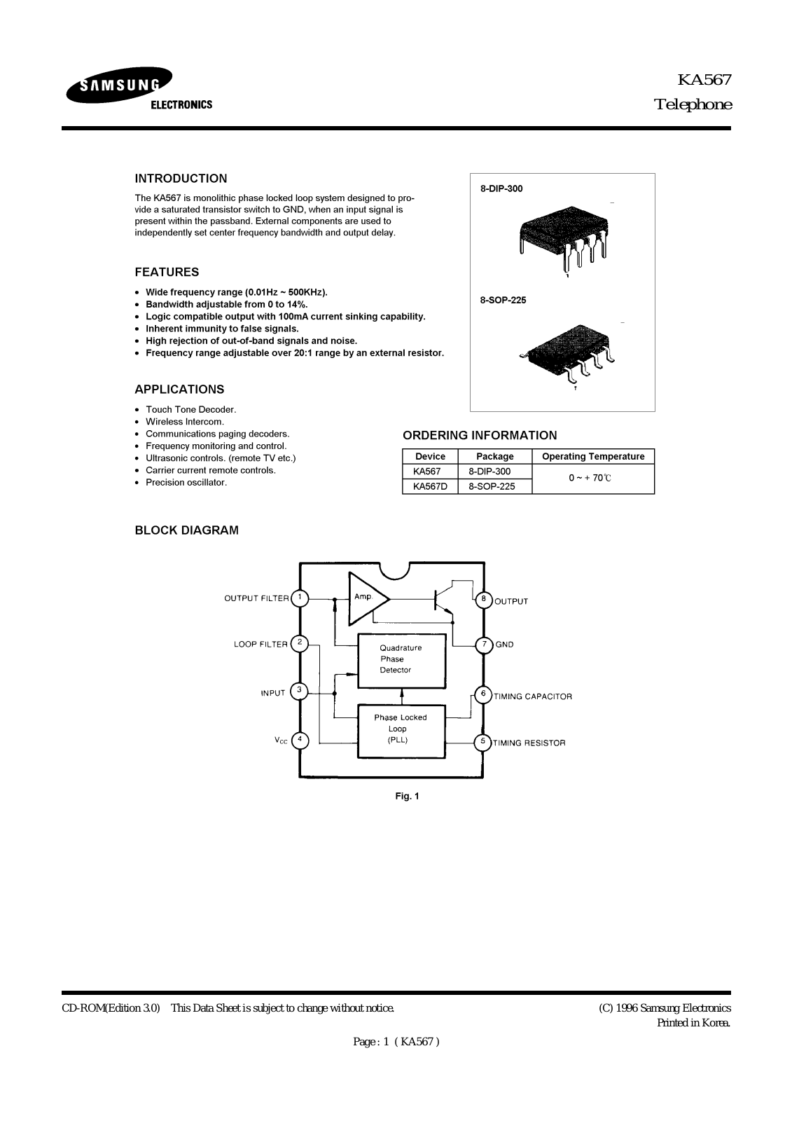 Samsung KA567D, KA567 Datasheet