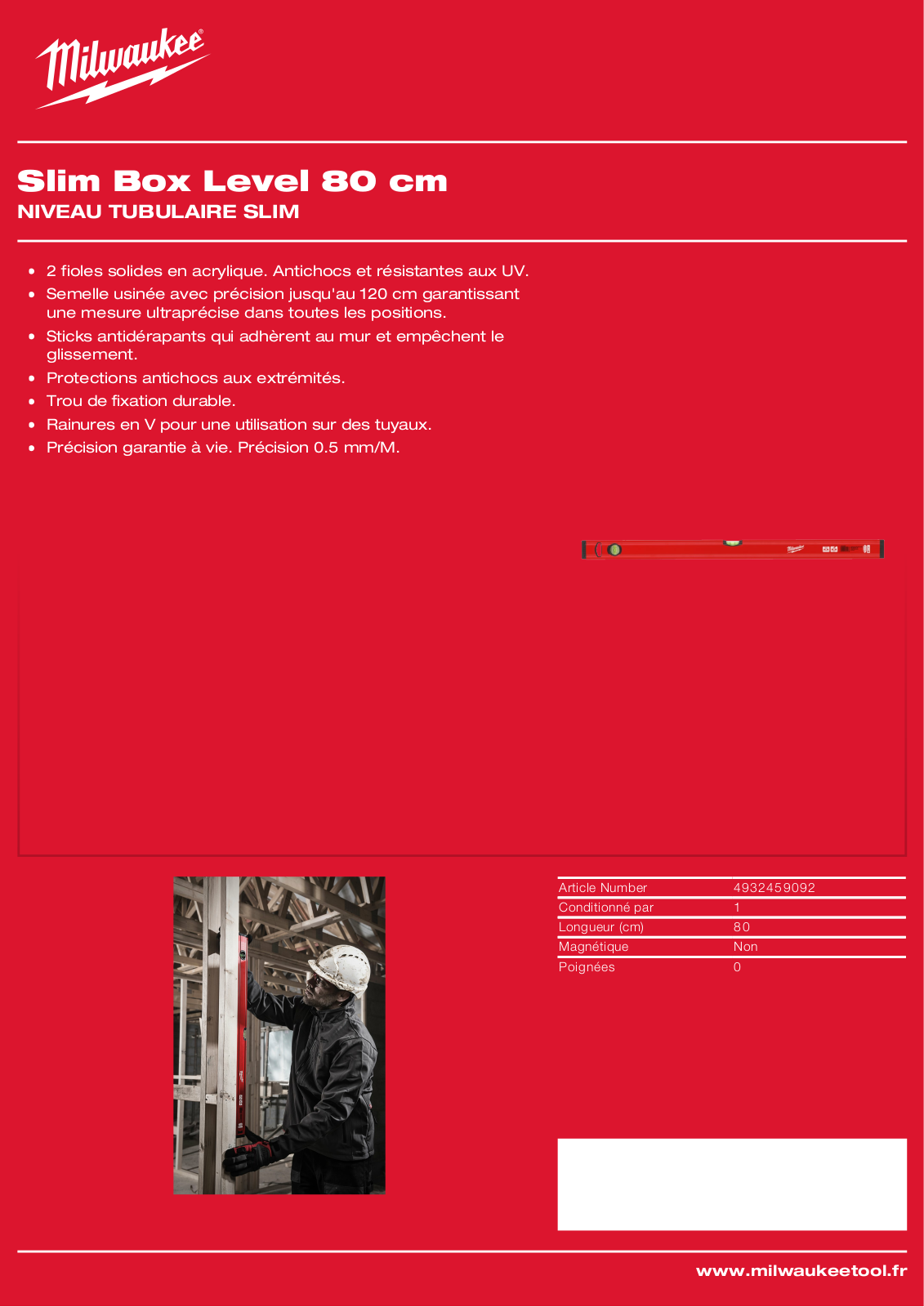 Milwaukee 4932459092, Slim Box Level 80 cm Specification - ManualMachine.com