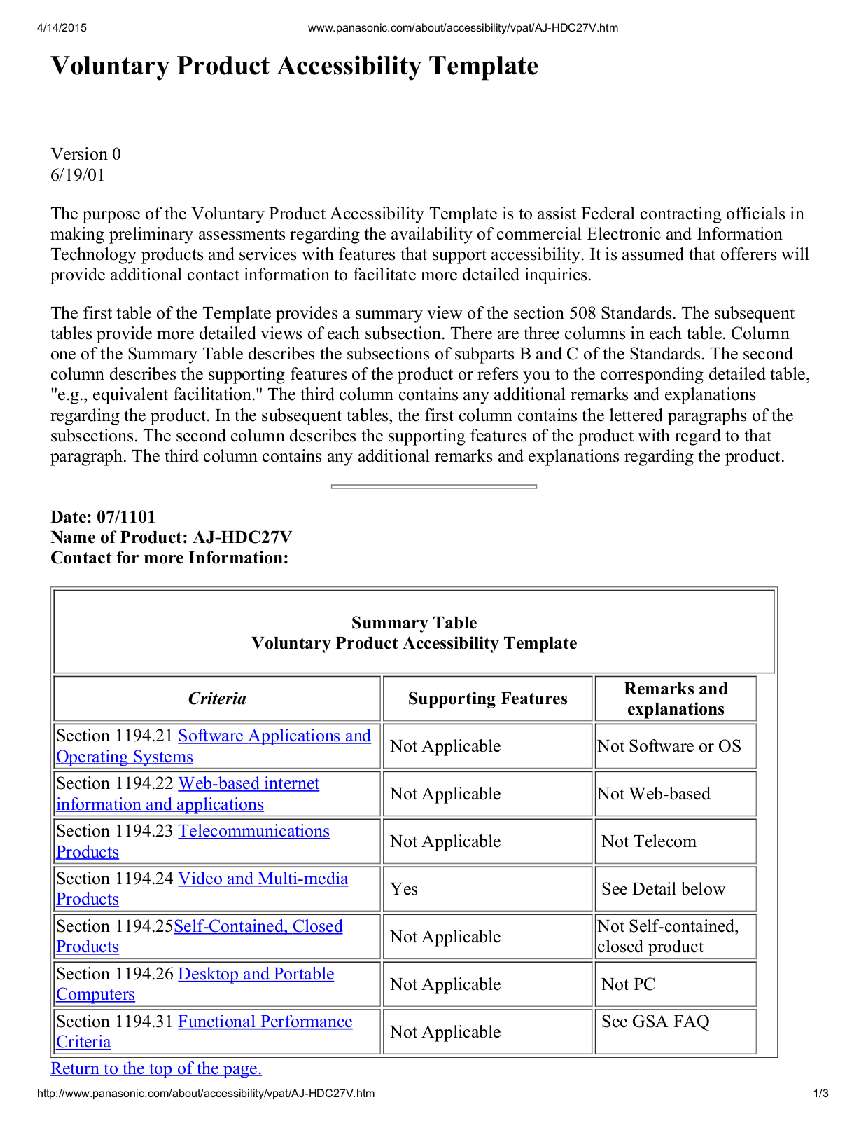 Panasonic AJ-HDC27V Instruction Manual