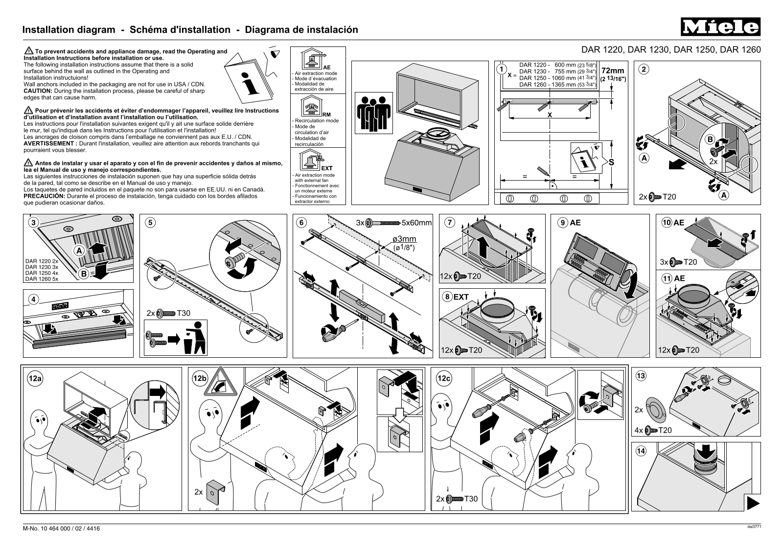 Miele DAR1260 Installation manual