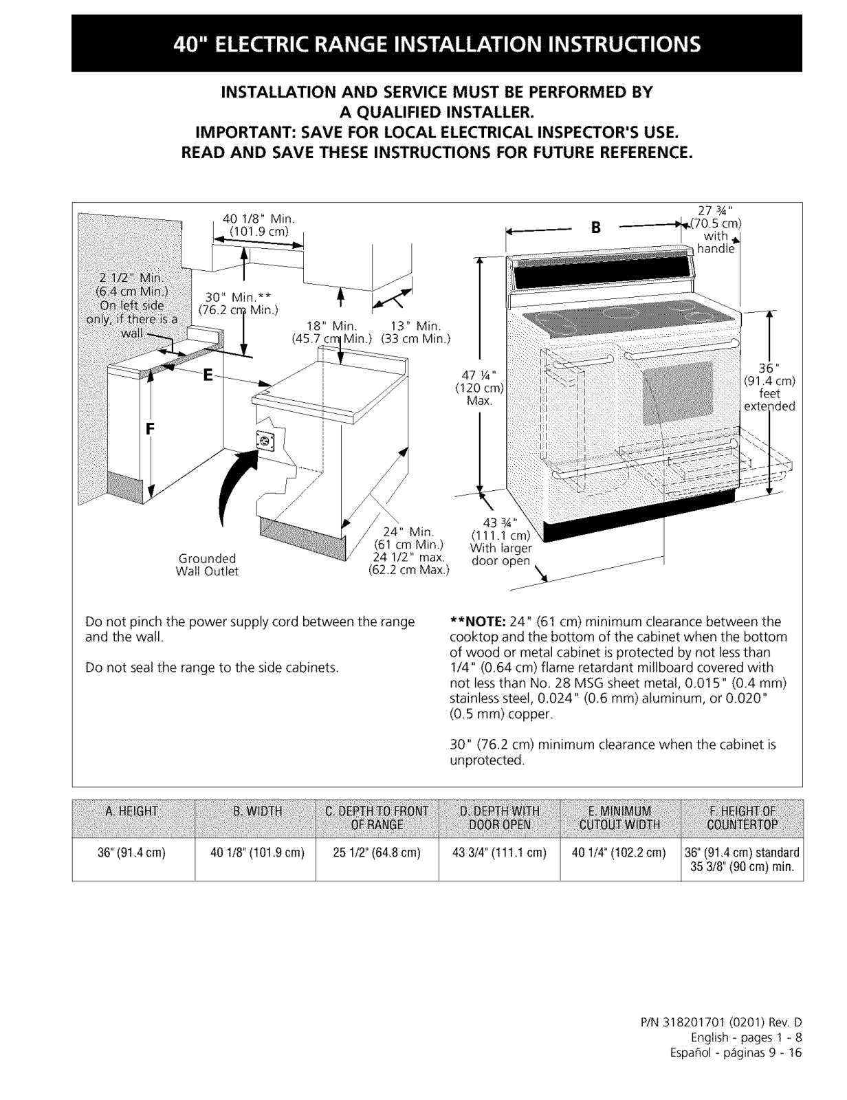 Frigidaire PLEF489CCC, PLEF489CCD Installation Guide - ManualMachine.com