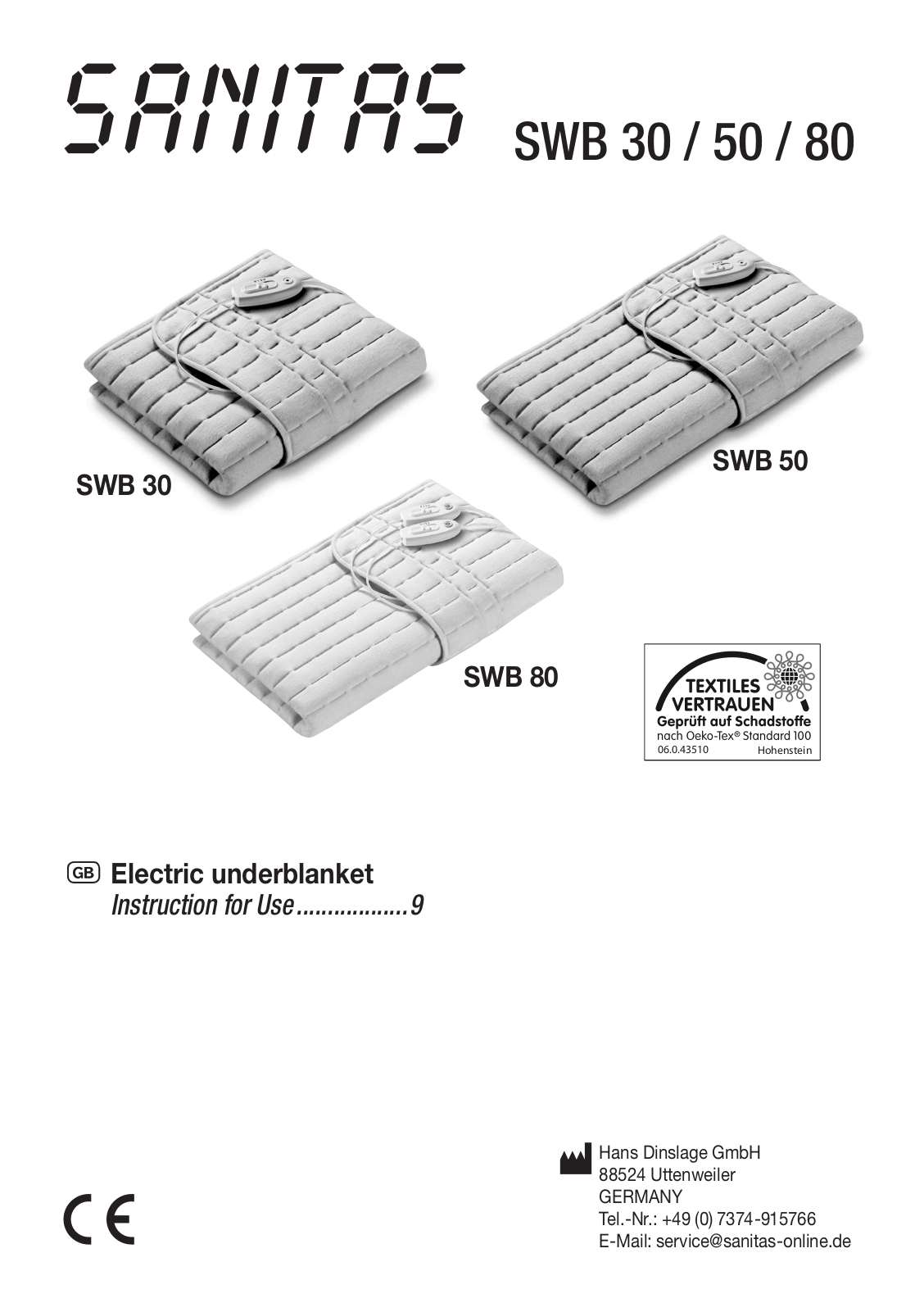 Sanitas SWB 30, SWB 80, SWB 50 User guide