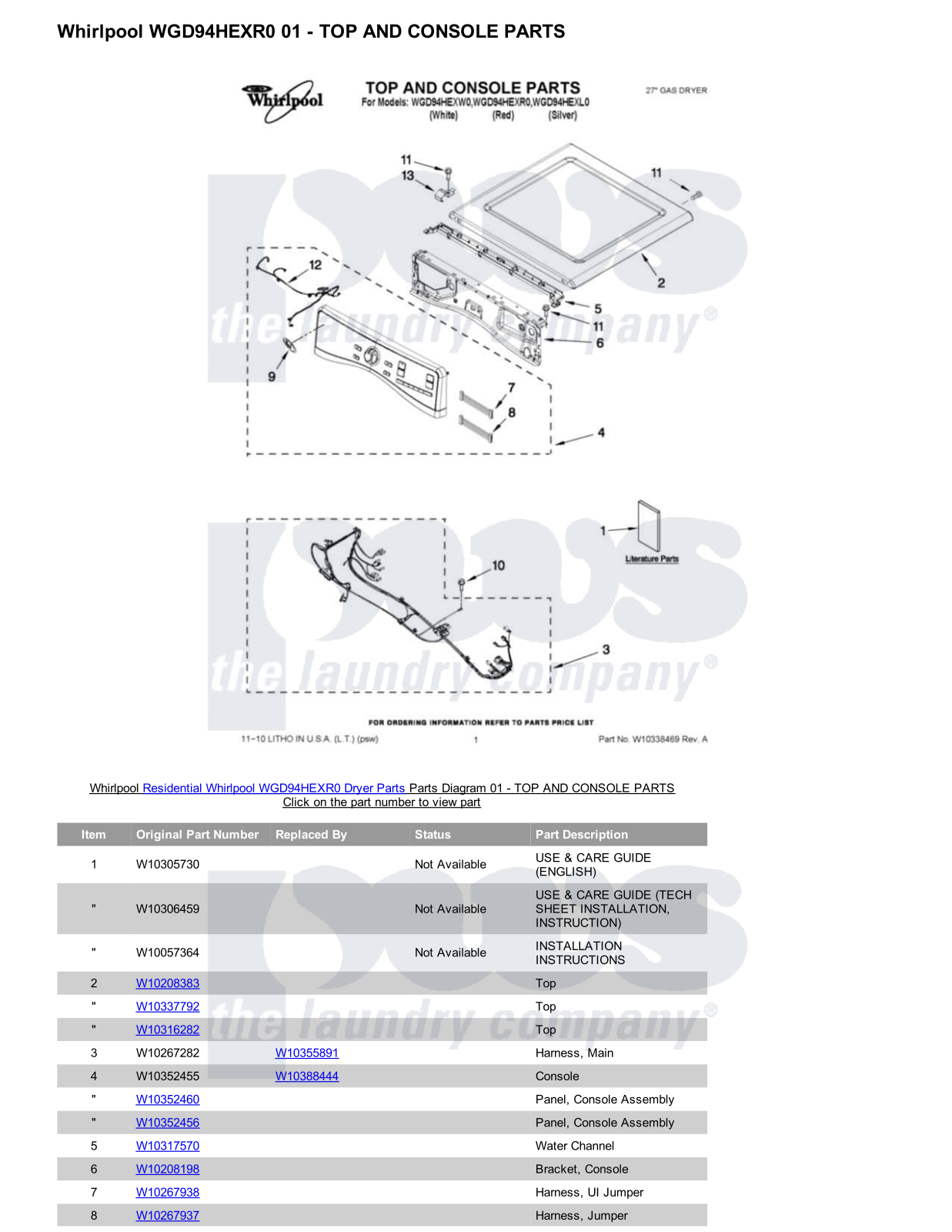 Whirlpool WGD94HEXR0 Parts Diagram