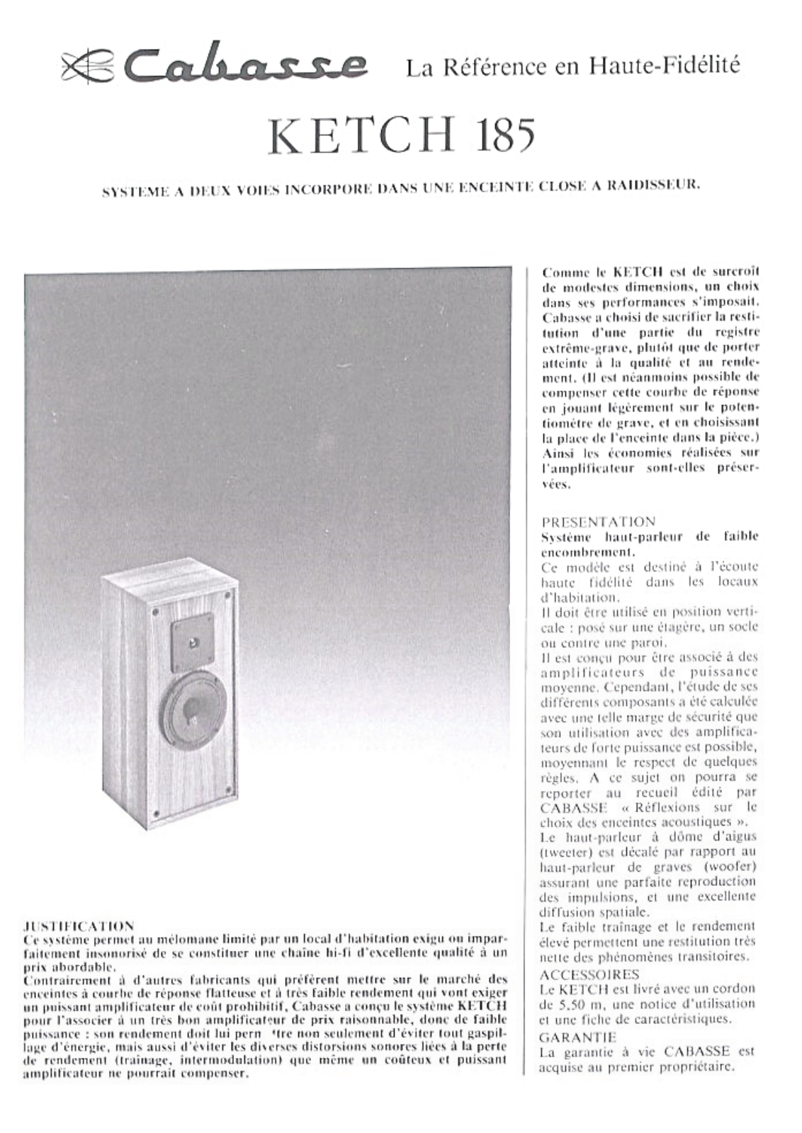 Cabasse KETCH-185 User Manual