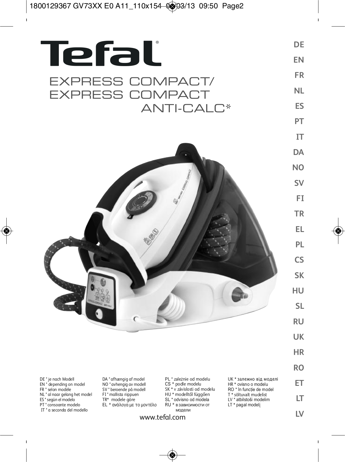 Tefal GV7315E0 User manual