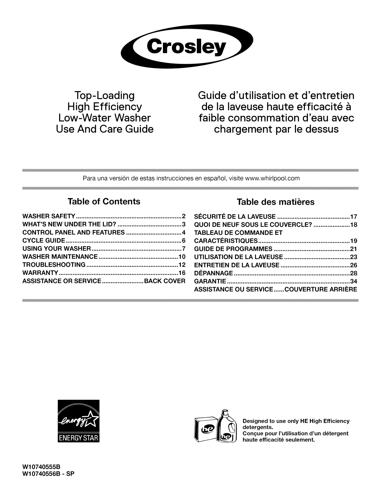 Crosley CAW11544EW1 Owner’s Manual