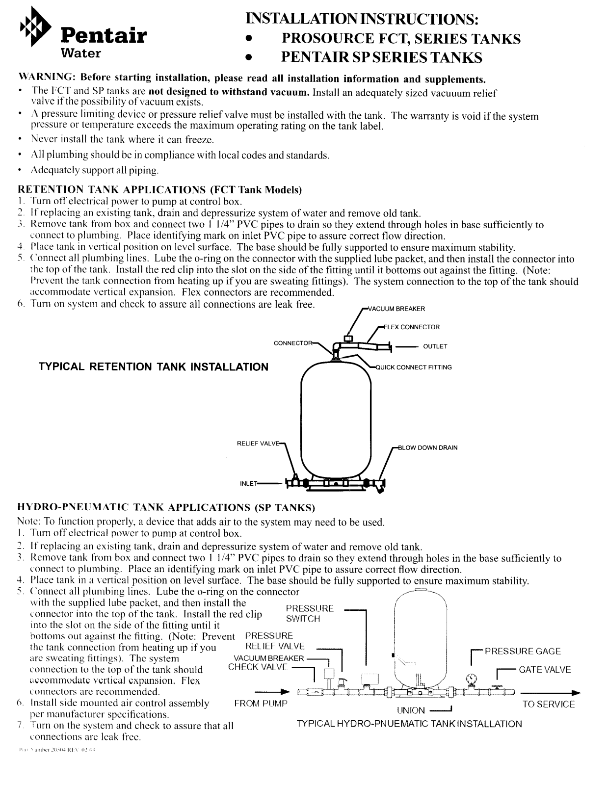 Sta-Rite FCT Installation  Manual