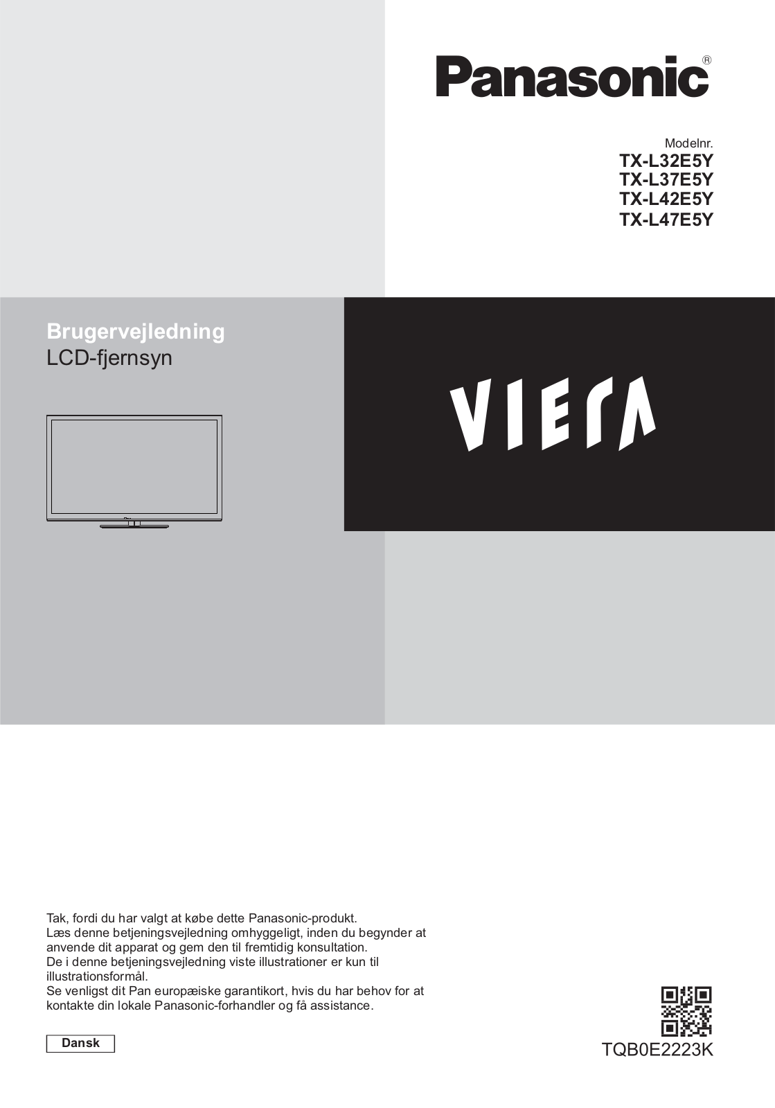 Panasonic TX-L37E5Y, TX-L32E5Y, TX-L47E5Y, TX-L42E5Y User Manual