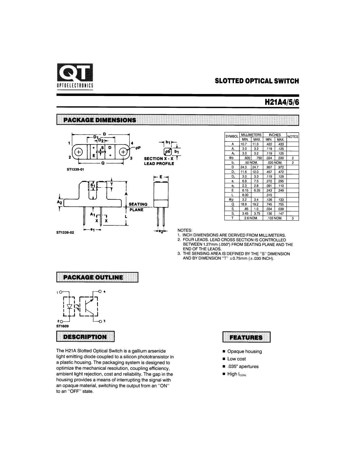 QT H21A6, H21A5, H21A4 Datasheet