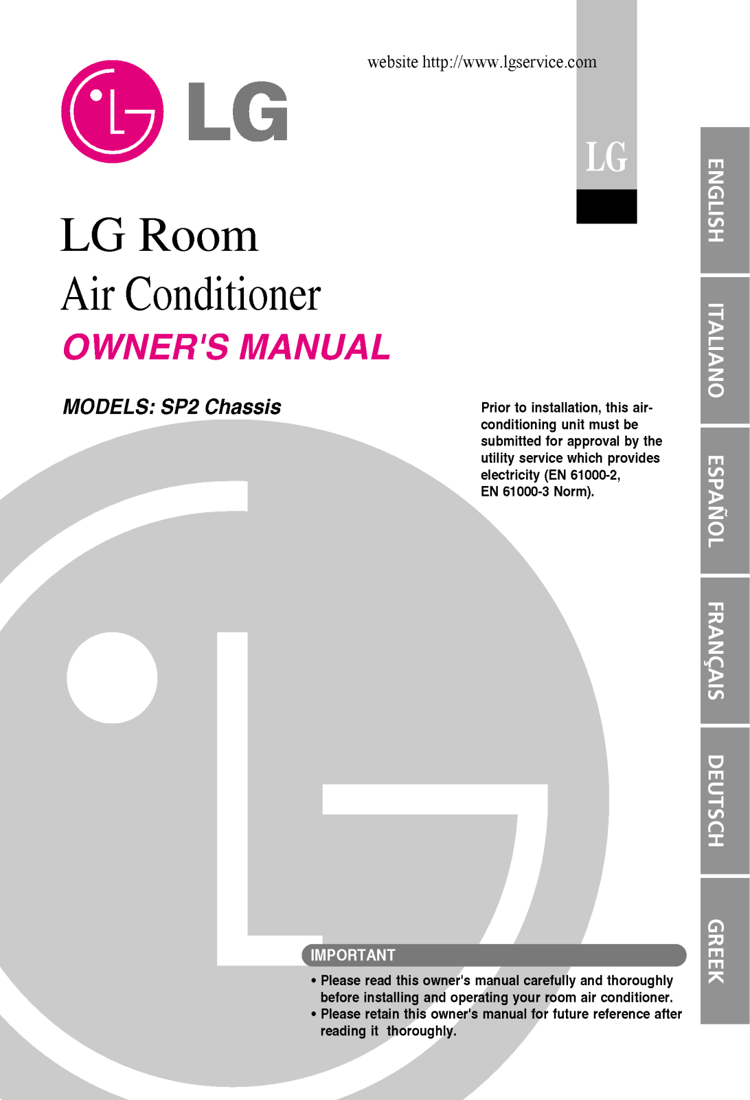 LG A12AHA, A09AHM SP2, A07AHD SP2, A07AHM SP2, A07AHB SP2 User Manual