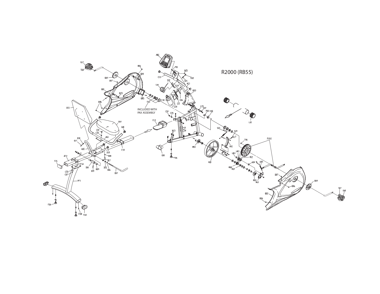 Horizon Fitness R2000, RB55D Exploded Diagram