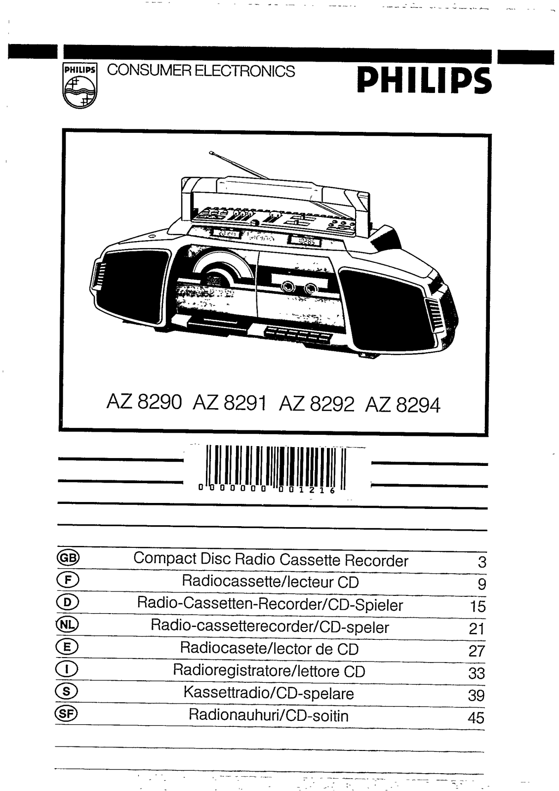 Philips AZ8294, AZ8290 User Manual