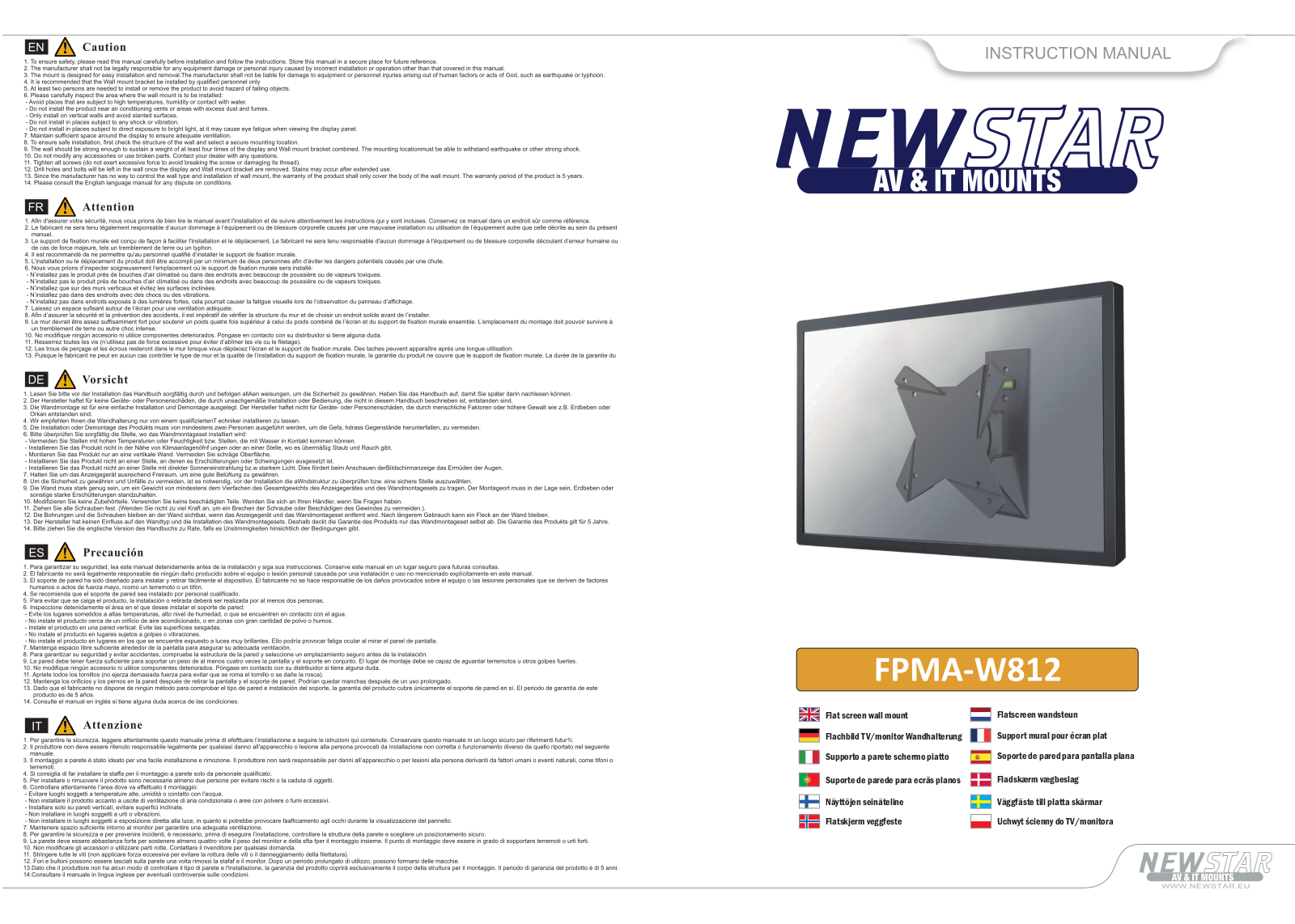 Newstar FPMA-W812 User Manual