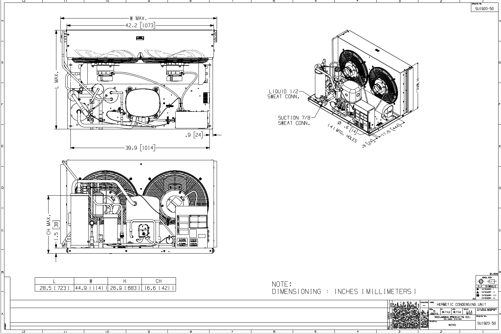 Tecumseh AVA2512ZXTXW, AVA4553EXTXF, AVB4553EXNXF Drawing Data