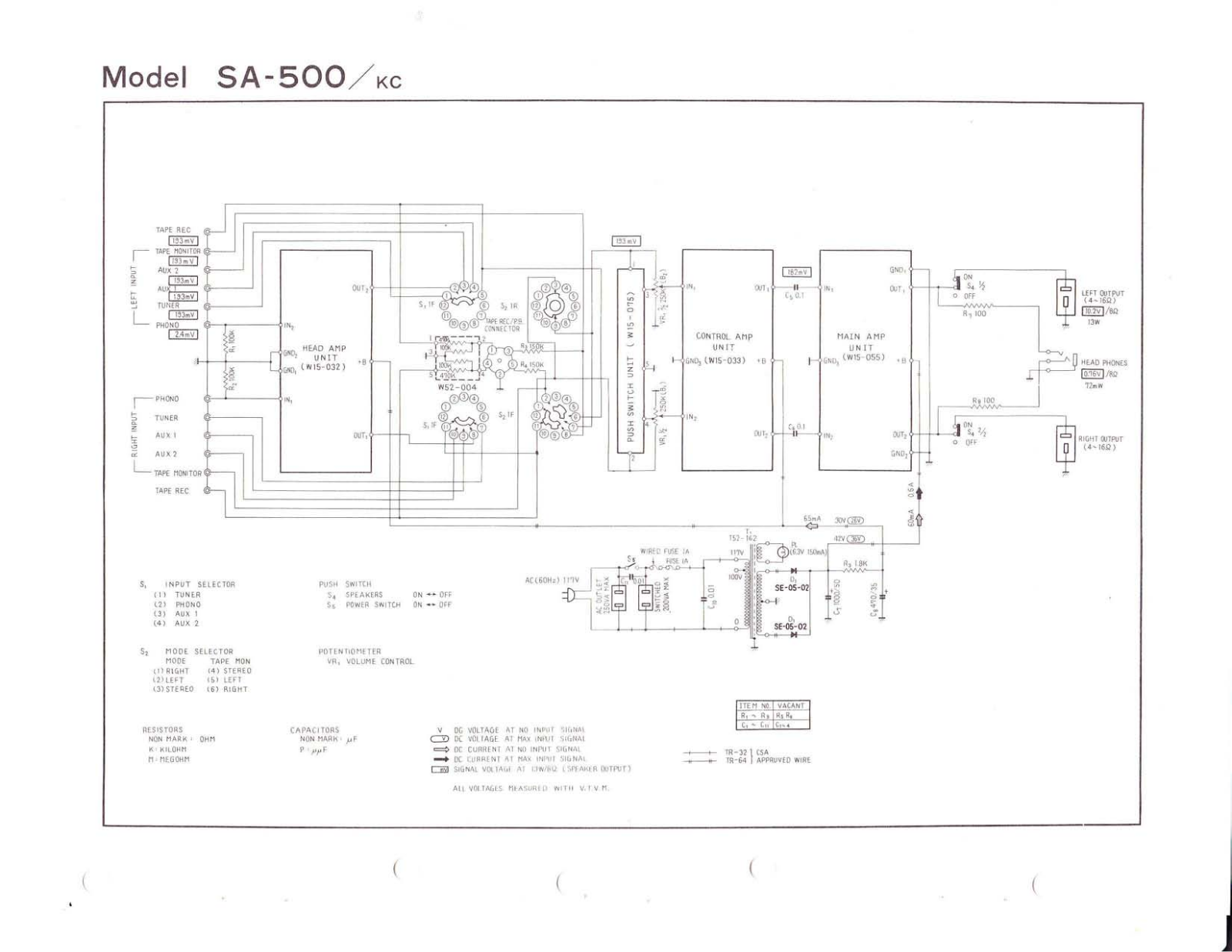 Pioneer SA-500-KC Schematic