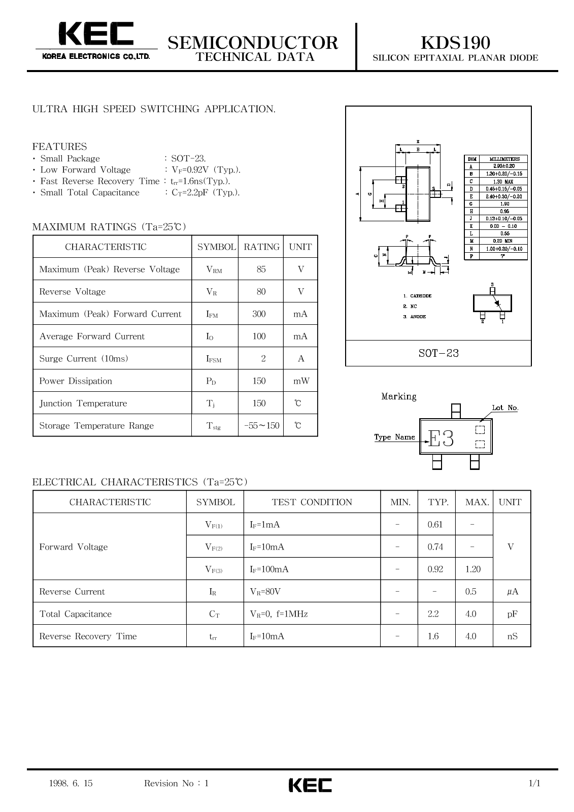 KEC KDS190 Datasheet