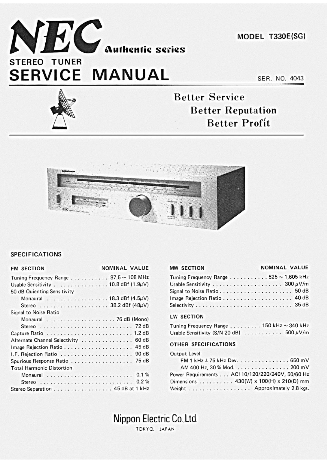 Nec T-330-E Service Manual