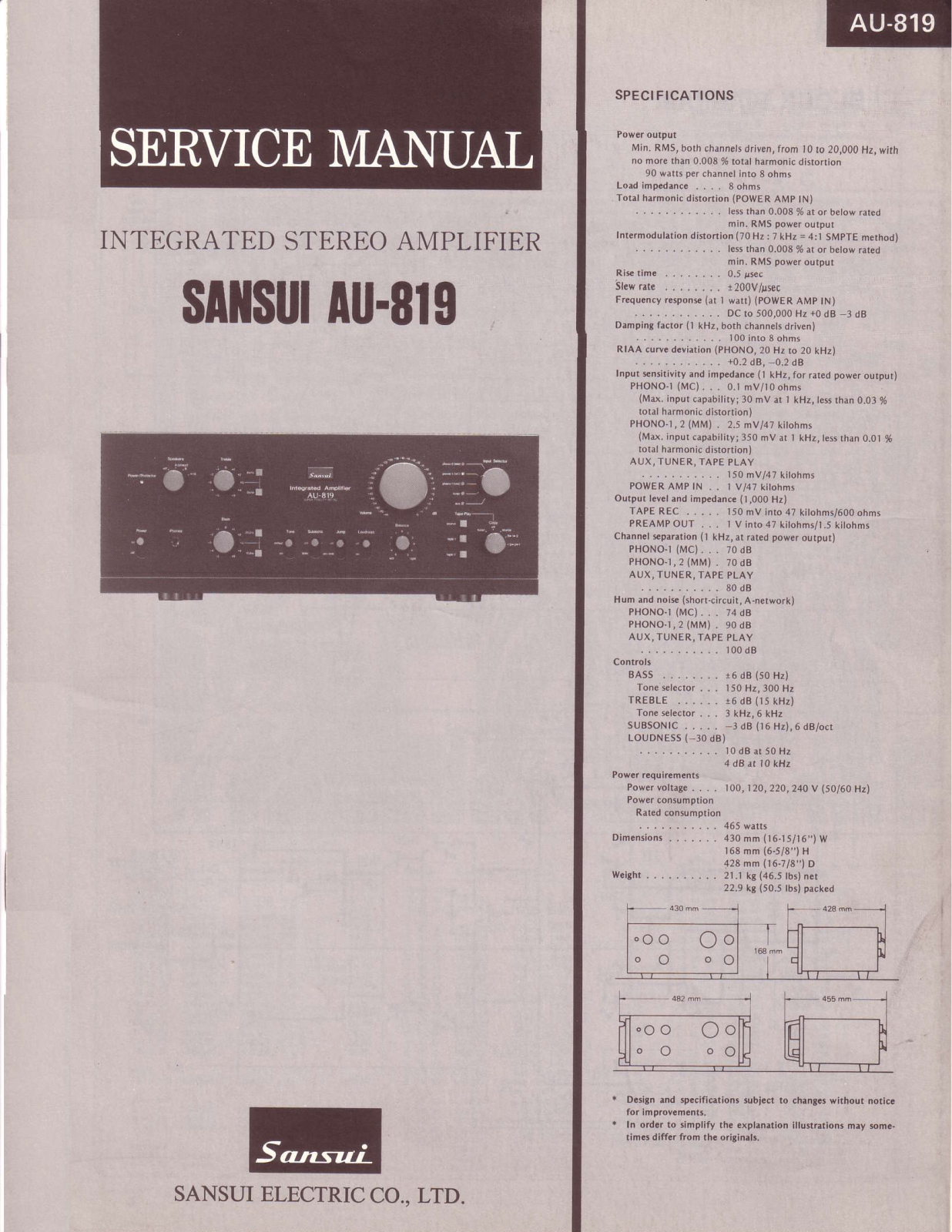Sansui AU-819 Service Manual