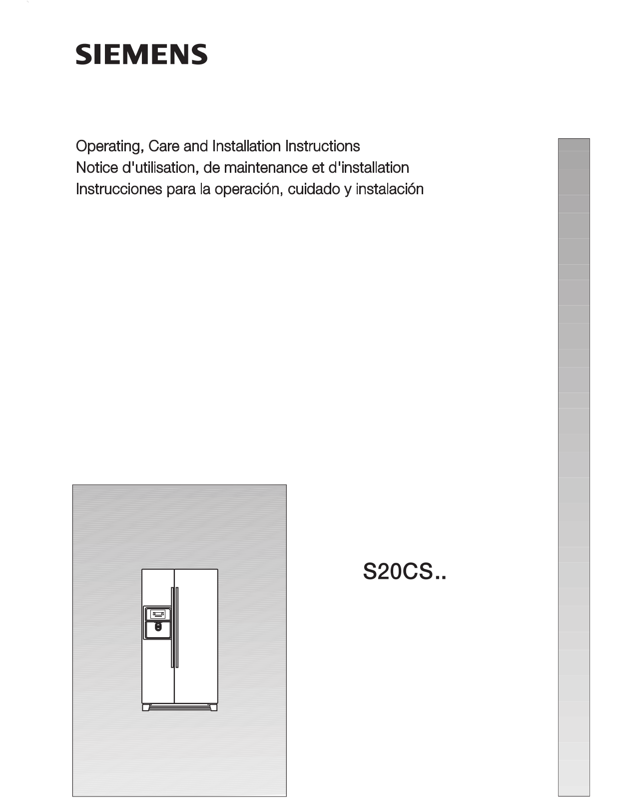 Siemens S20CS80SNS, S20CS81SNS Instructions Manual