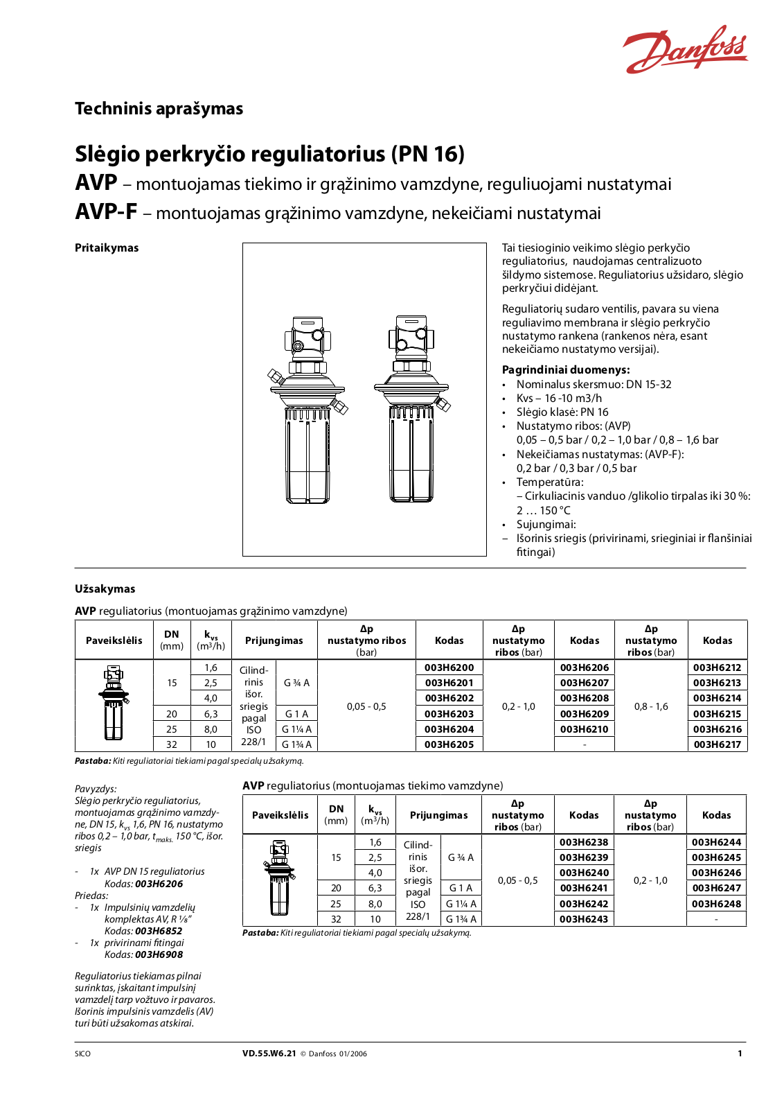 Danfoss AVP, AVP-F Data sheet