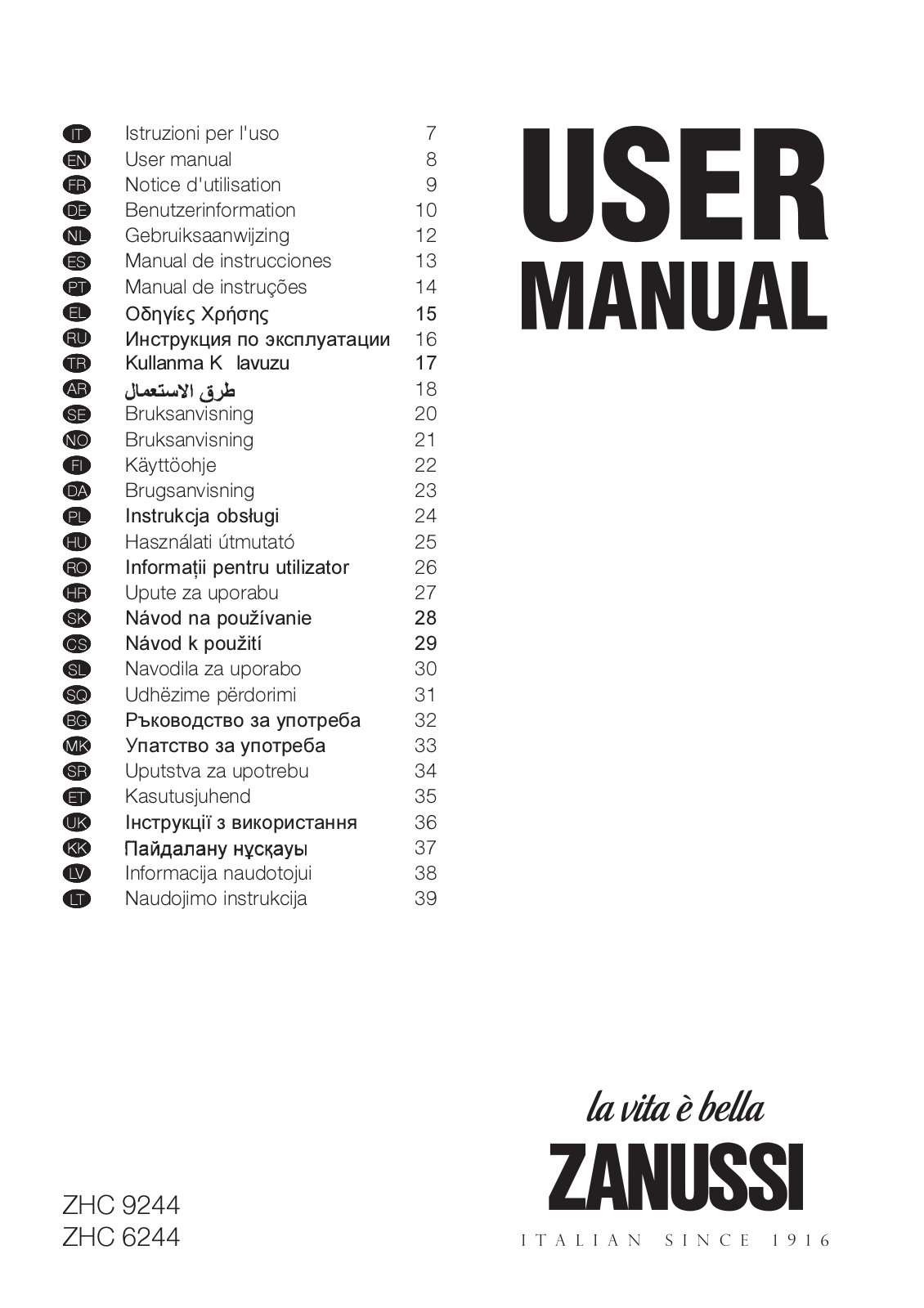 Zanussi ZHC 9244 User Manual