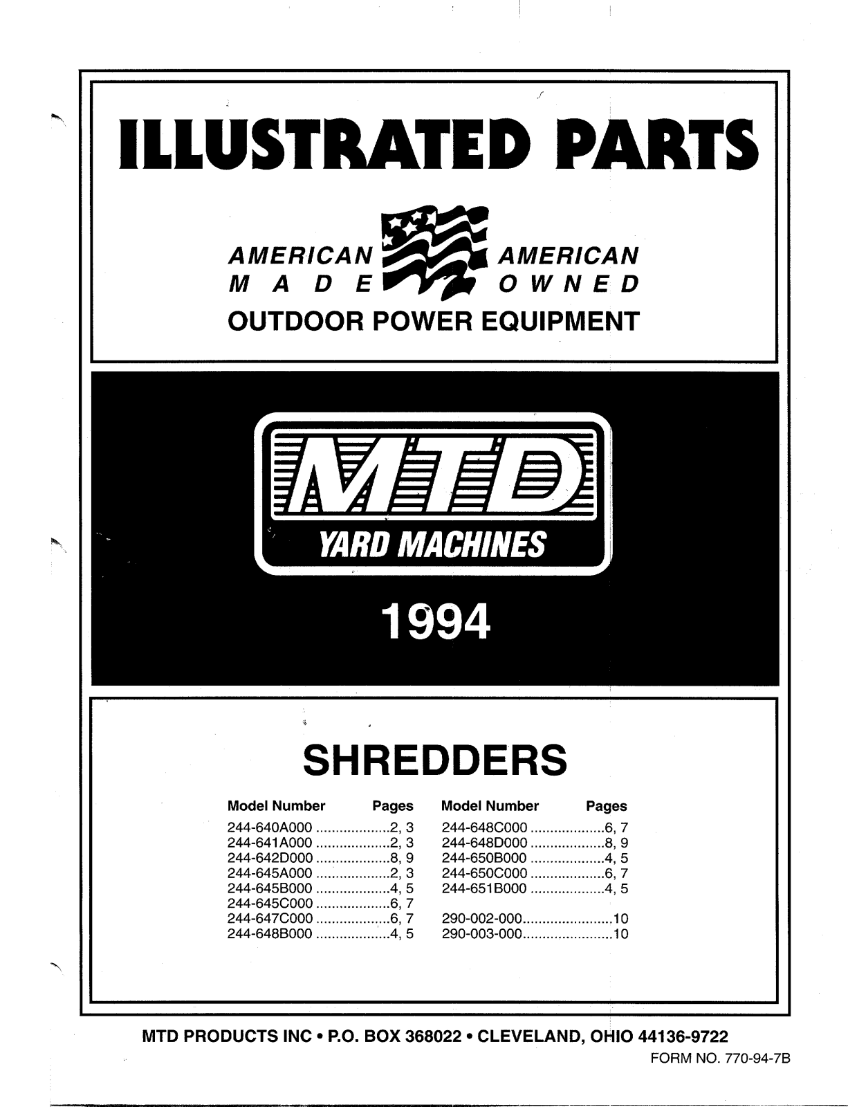 MTD 244-645A000, 244-641A000, 244-645C000, 244-648C000, 244-647C000 User Manual