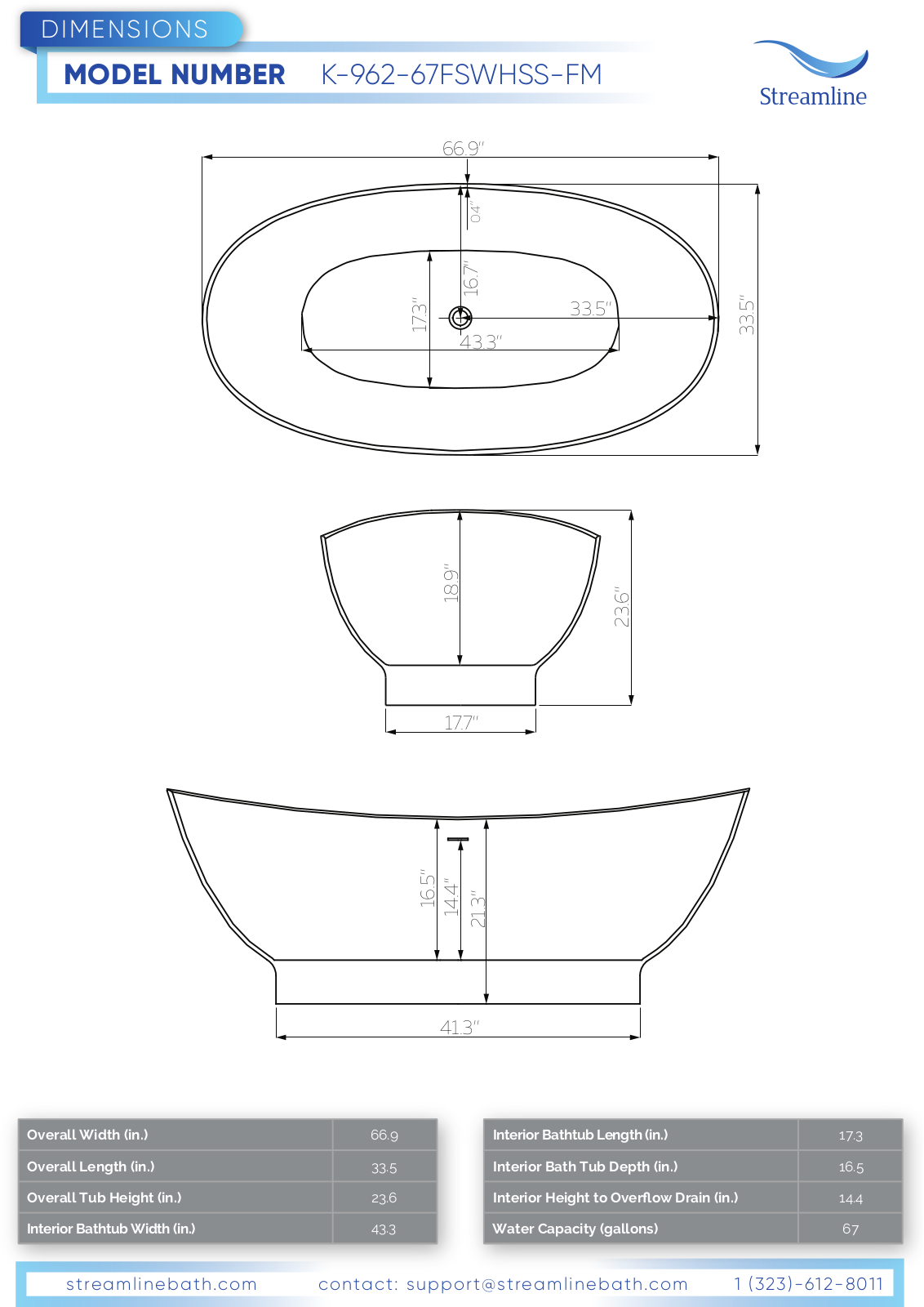 Streamline KH962120 Specifications