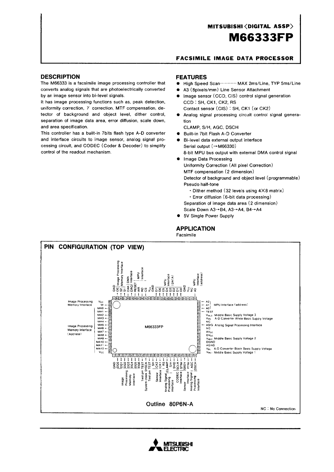 Mitsubishi M66333FP Datasheet