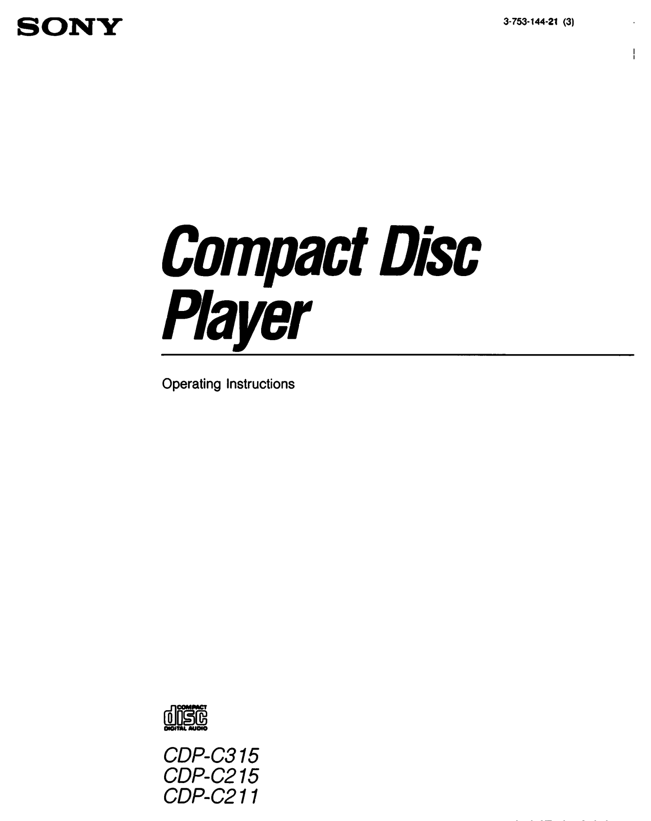 Sony CDP-C315 User Manual