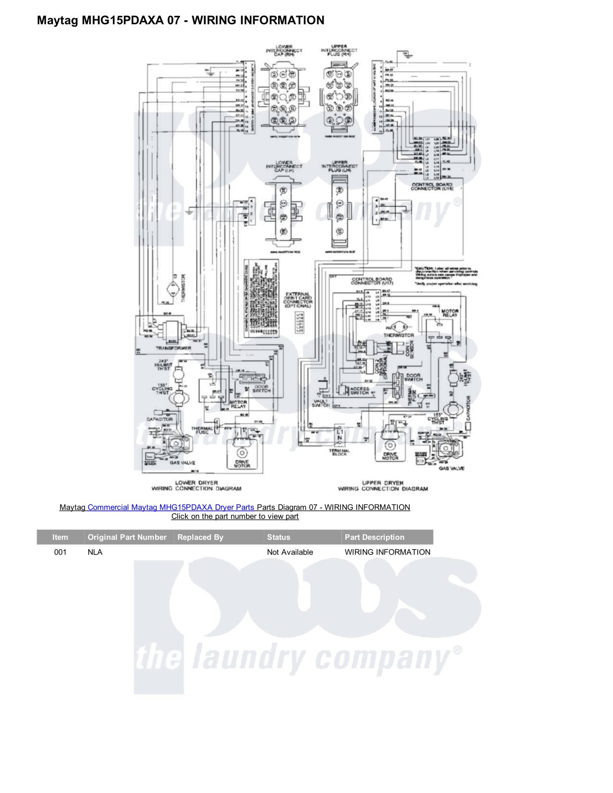 Maytag MHG15PDAXA Parts Diagram