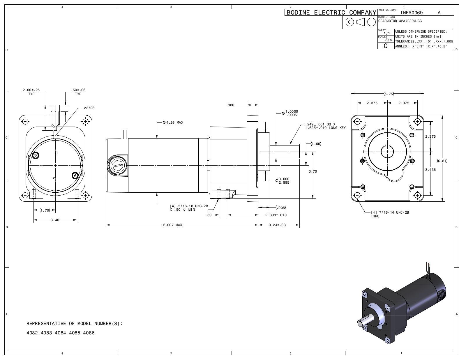 Bodine 4082, 4083, 4084, 4085, 4086 Reference Drawing